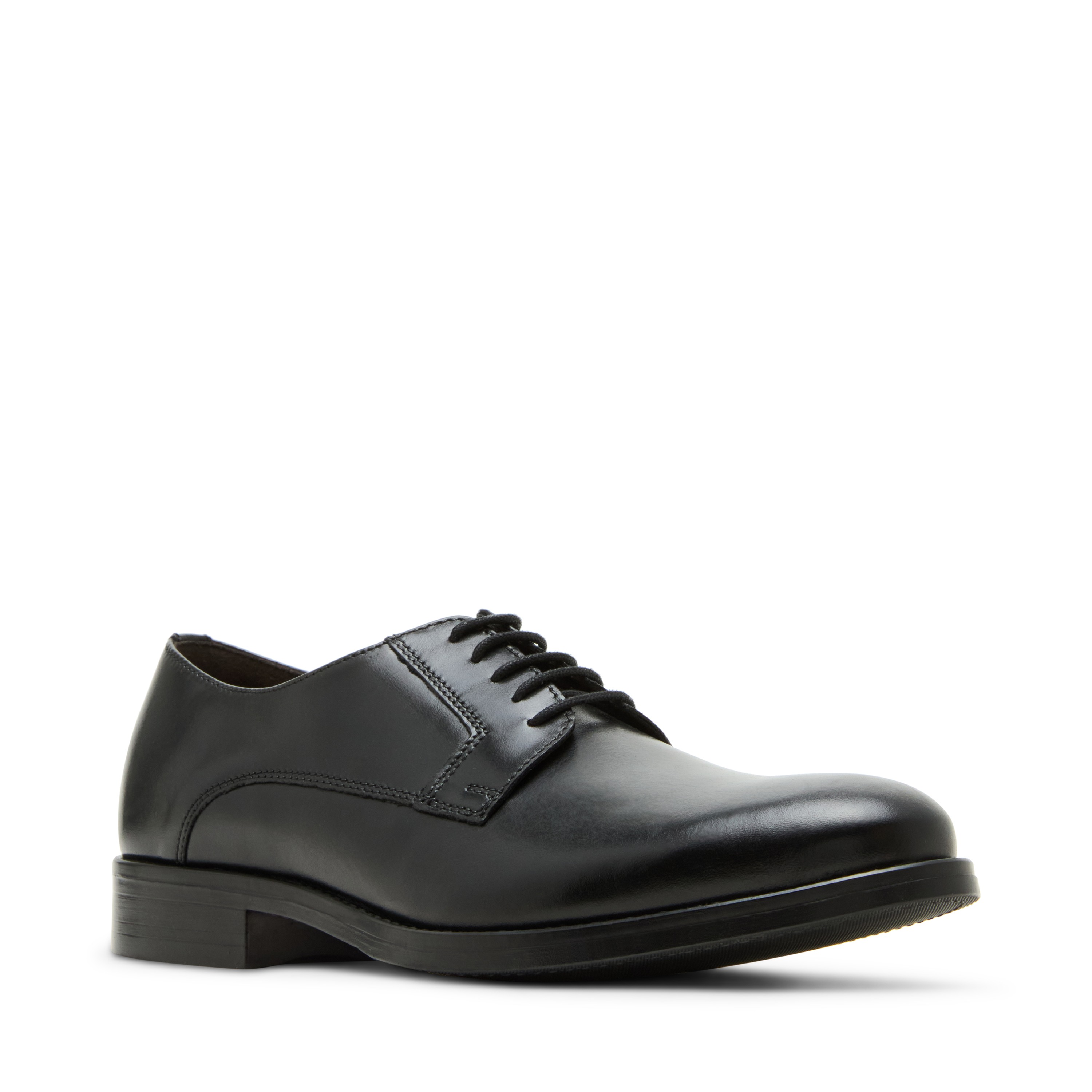 SHELDON Black Leather Tie-Ups & Dress Loafers