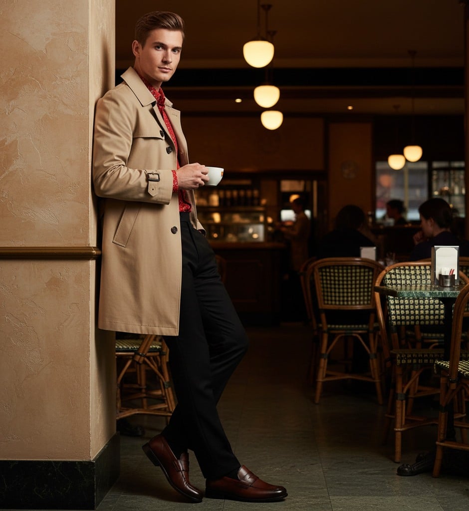 Bostonia Cognac Leather Tie-Ups & Dress Loafers