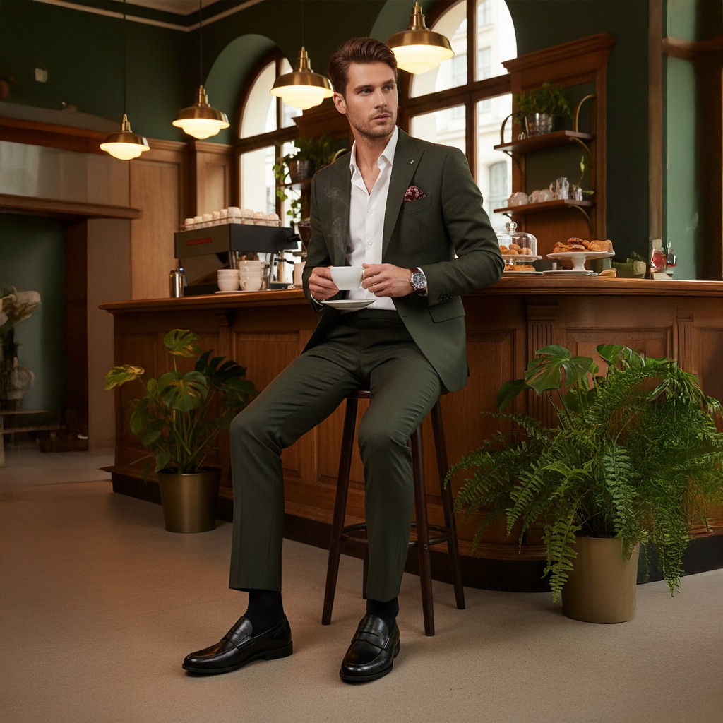 Bostonia Black Leather Tie-Ups & Dress Loafers