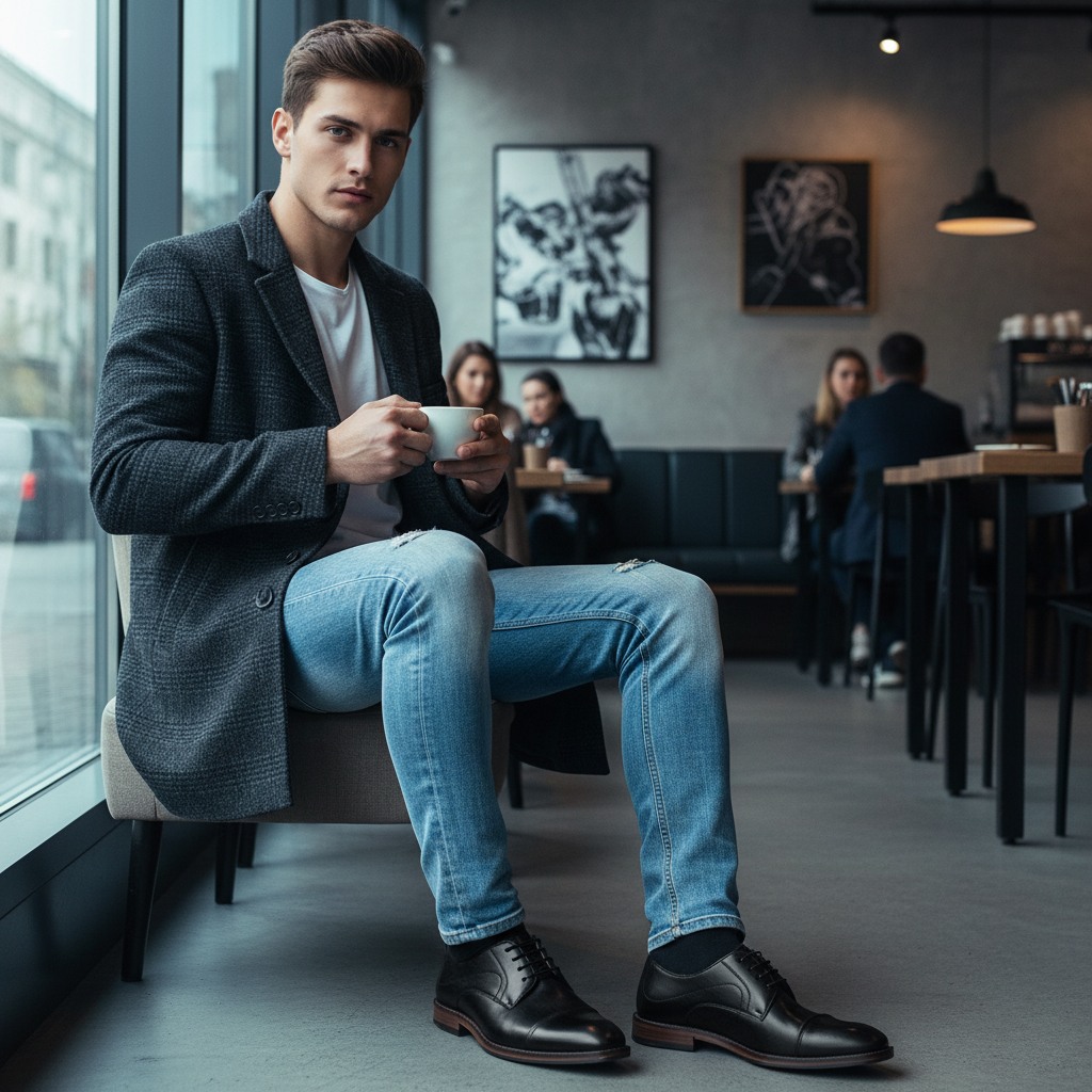 Wallacee Black Leather Tie-Ups & Dress Loafers