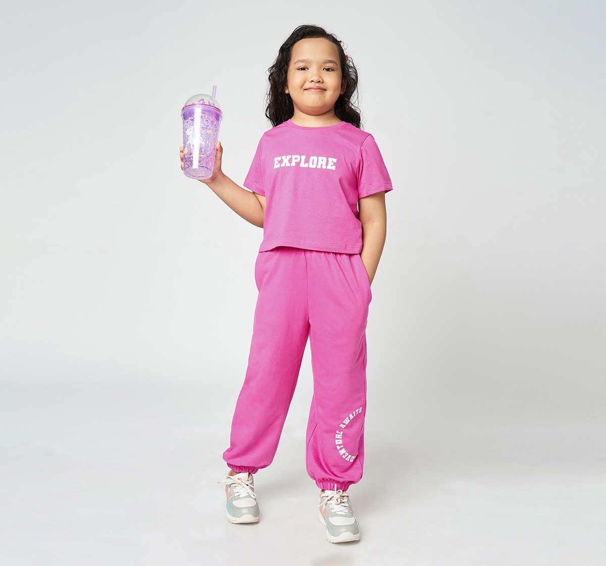 Ed-a-Mamma Girls Co-ordinate set solid  Pink