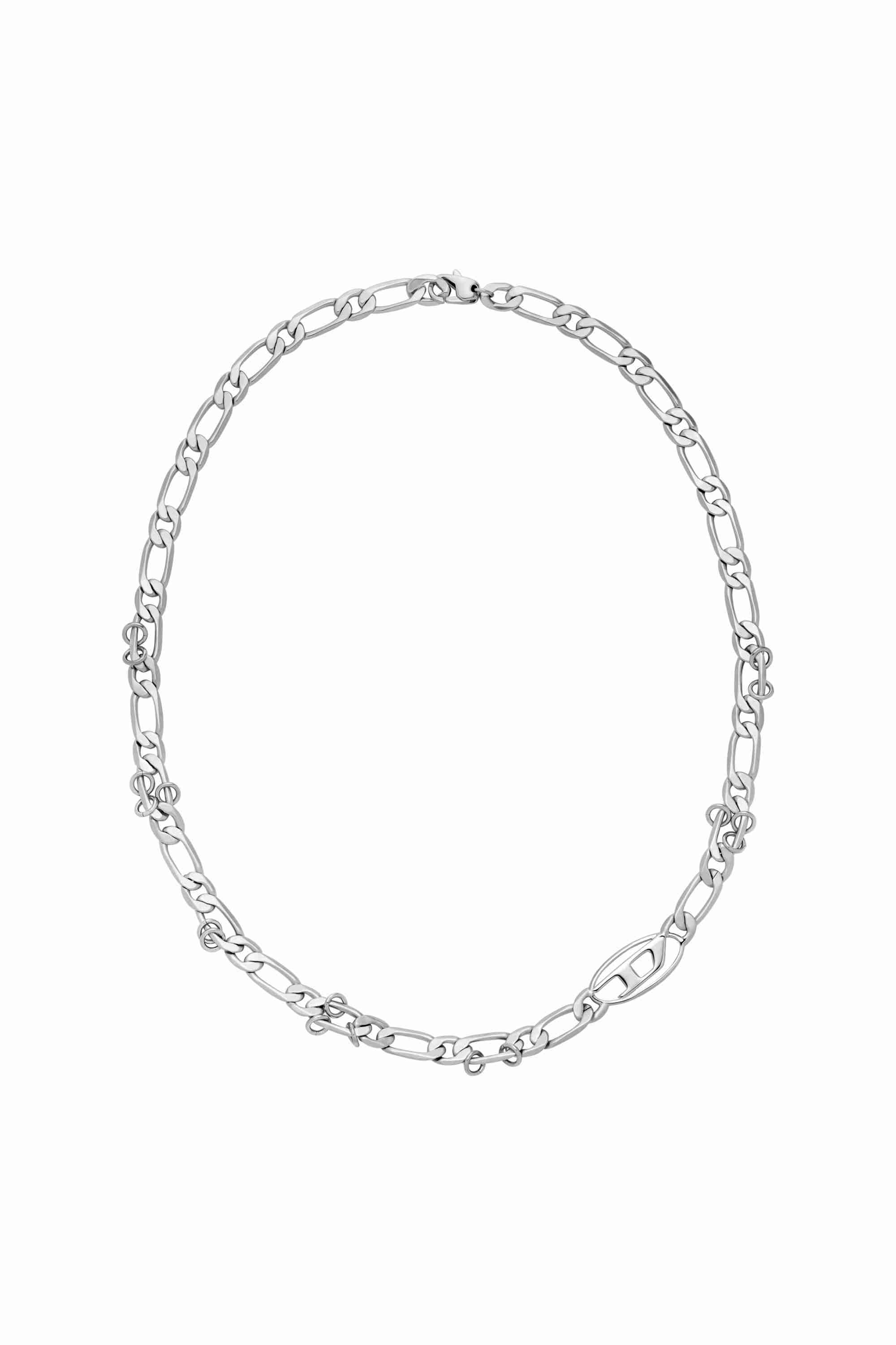 Silver Stainless Steel and Brass Chain Necklace