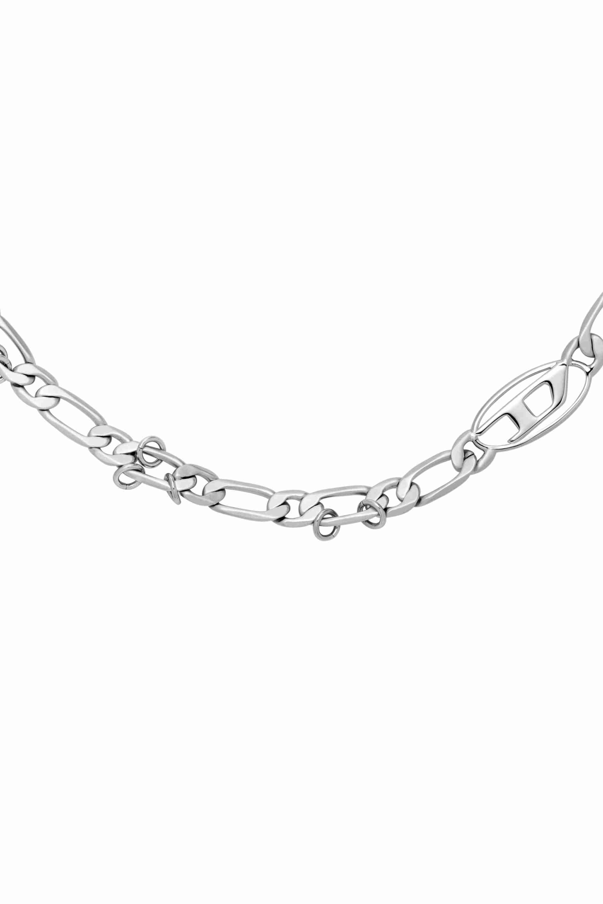 Silver Stainless Steel and Brass Chain Necklace