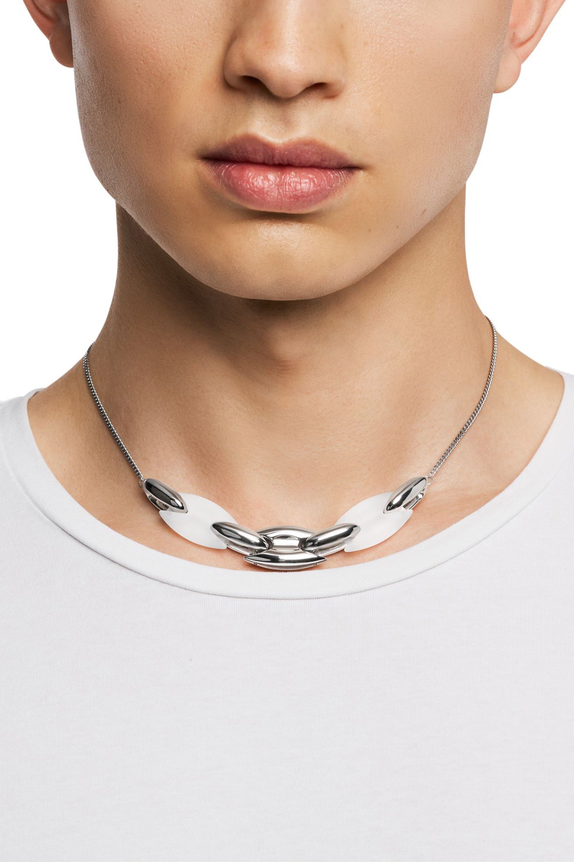 Silver Stainless Steel and Silicone Metamorph Chain Necklace