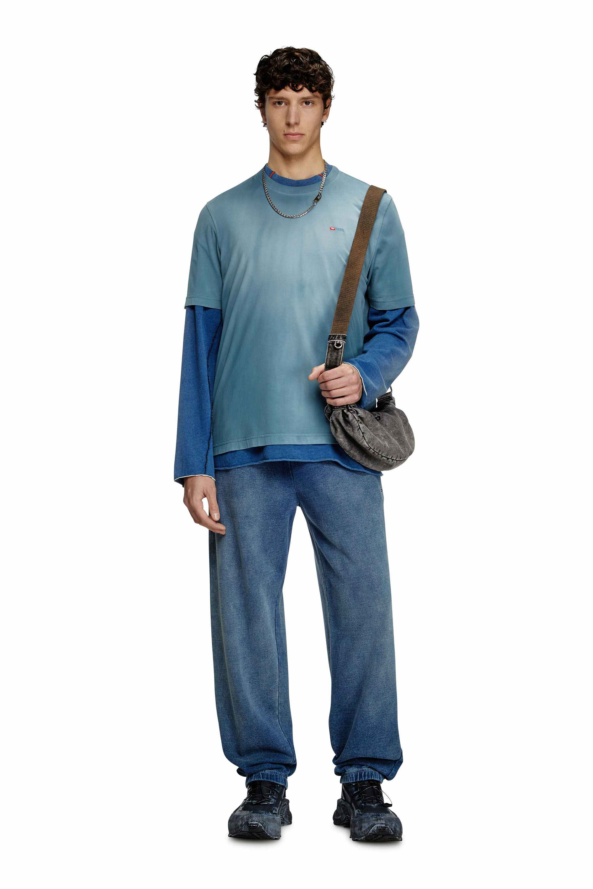 Black Rave-Small crossbody bag in faded denim