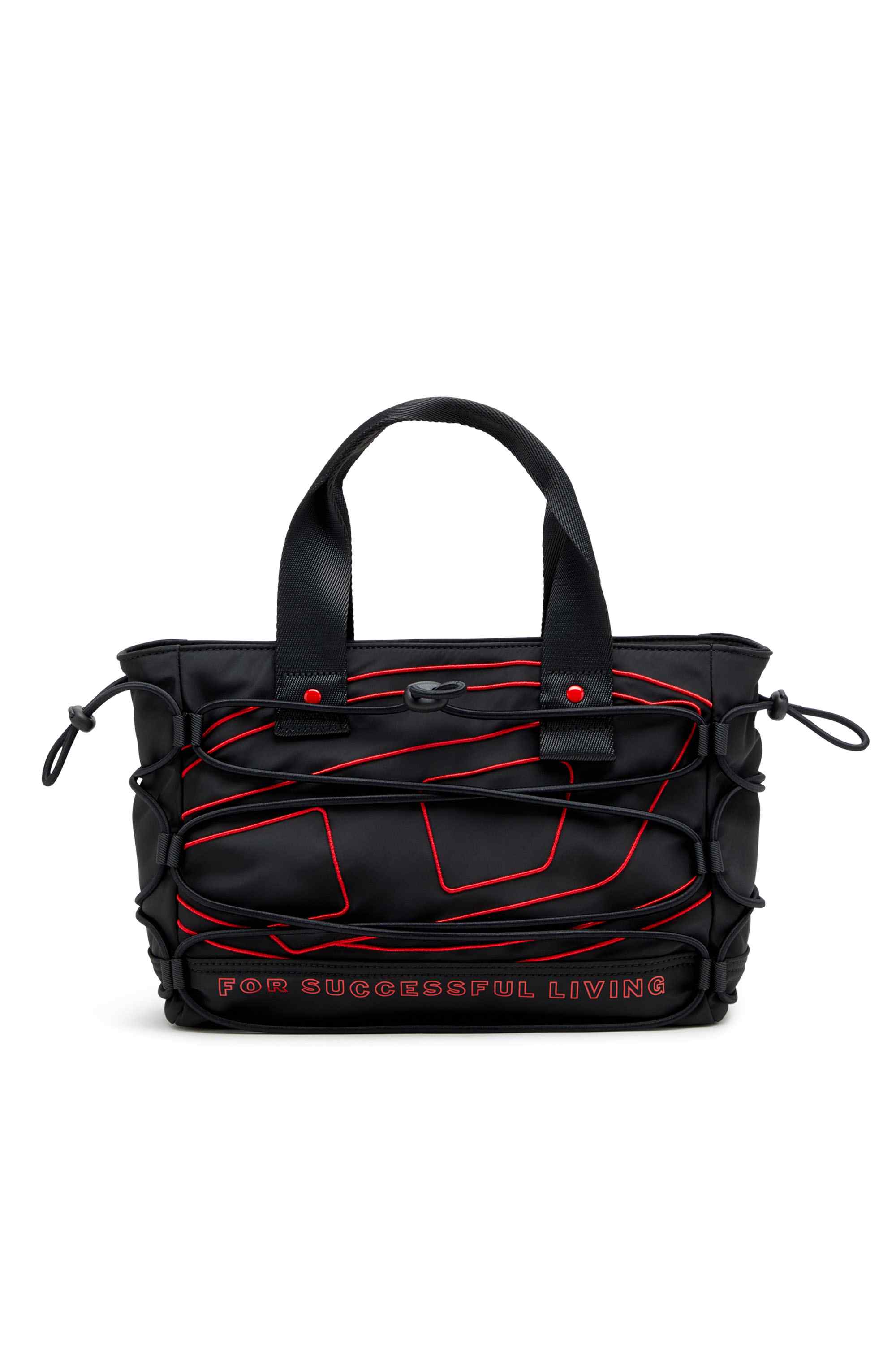 Black Tech-D-Small nylon tote bag with Oval D embroidery