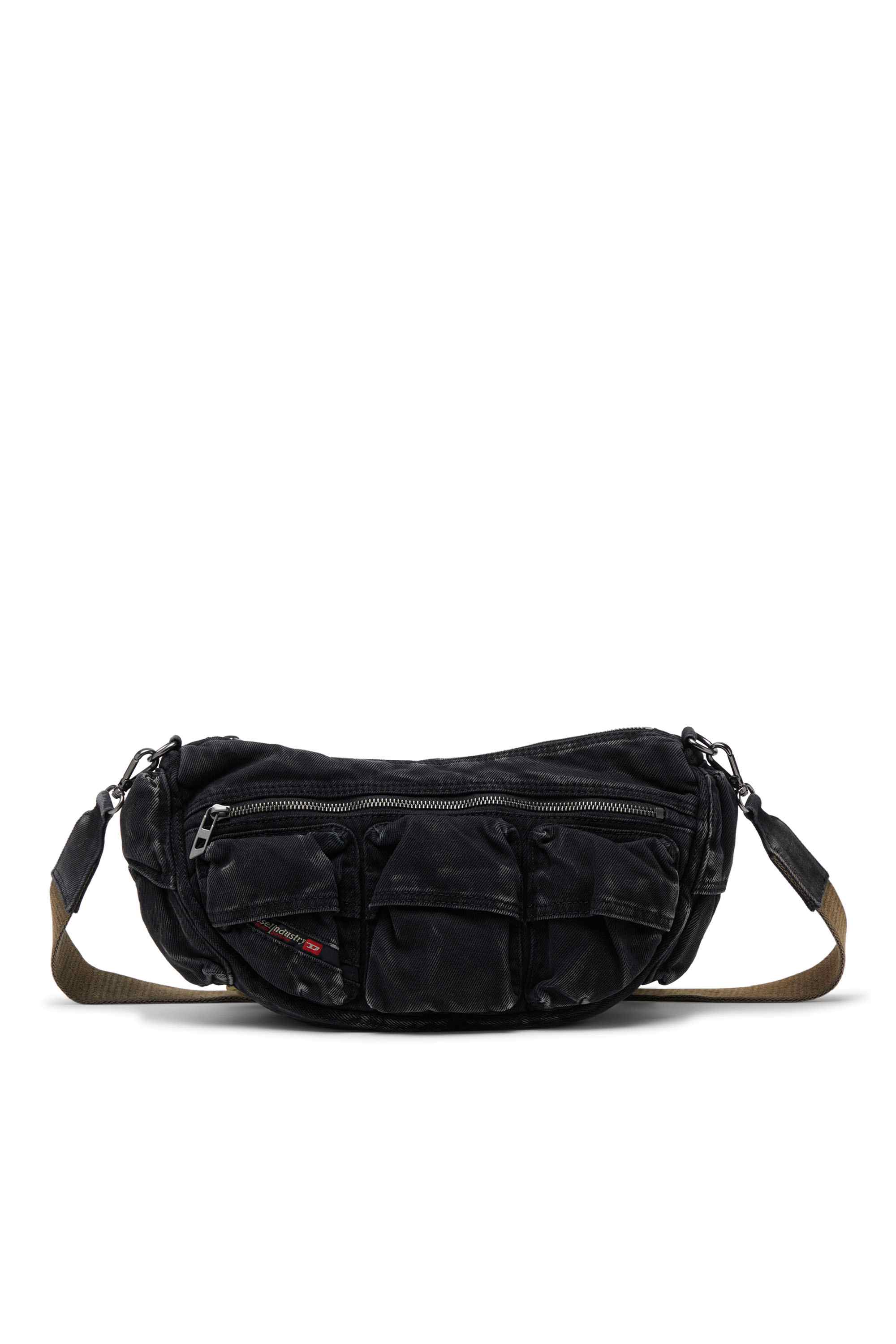 Black Multi-Pkts-Multipocket bag in washed denim