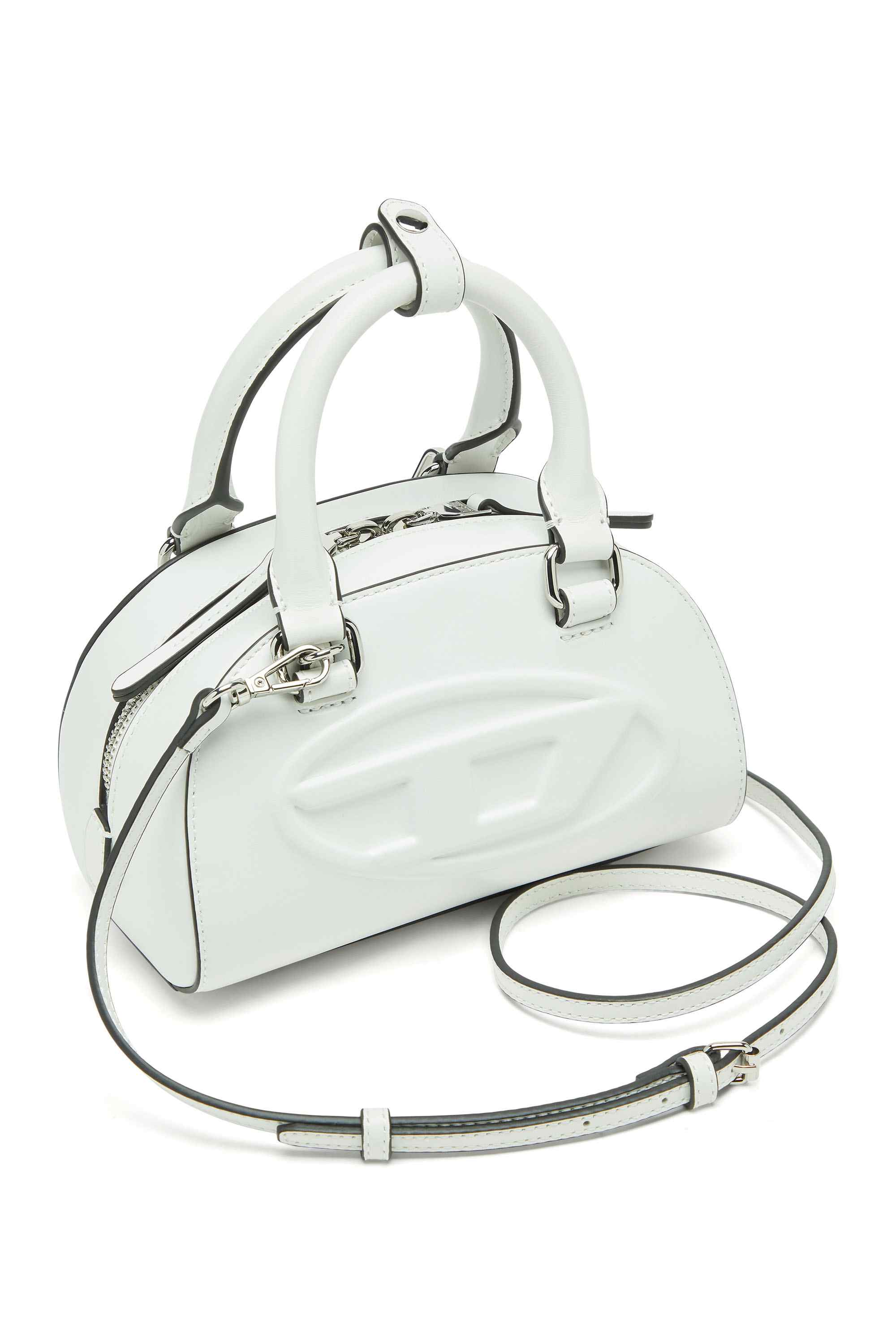 White 1DR Dome-Leather mini bowling bag