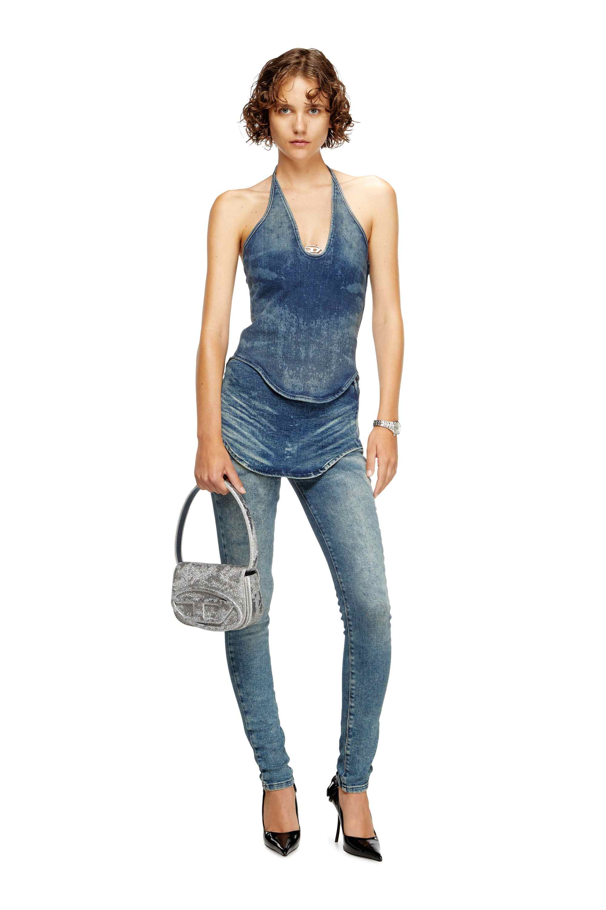 Silver 1DR-Iconic 1DR bag in glitter-camo Lurex