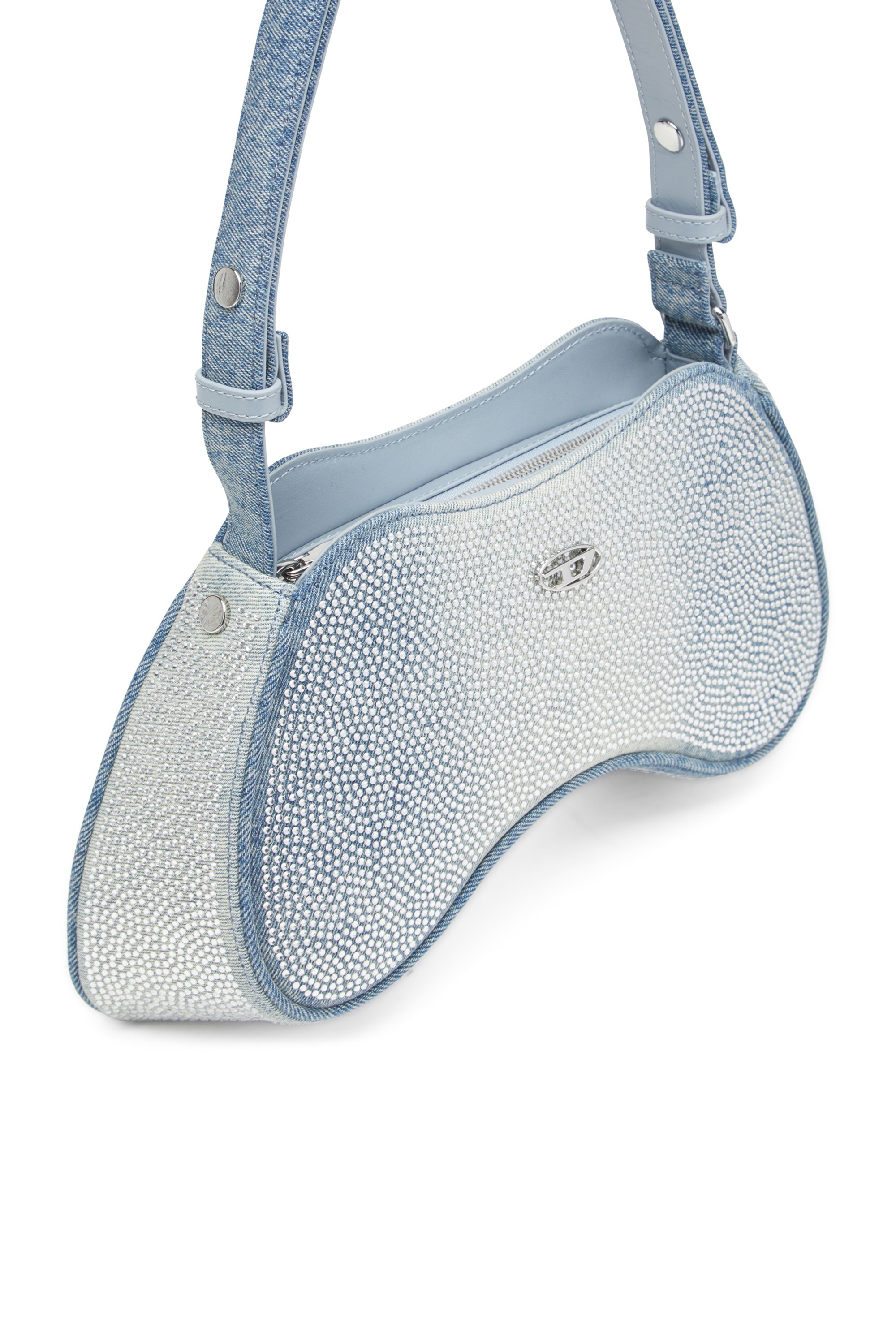 Blue Play-Shoulder bag in crystal solarised denim