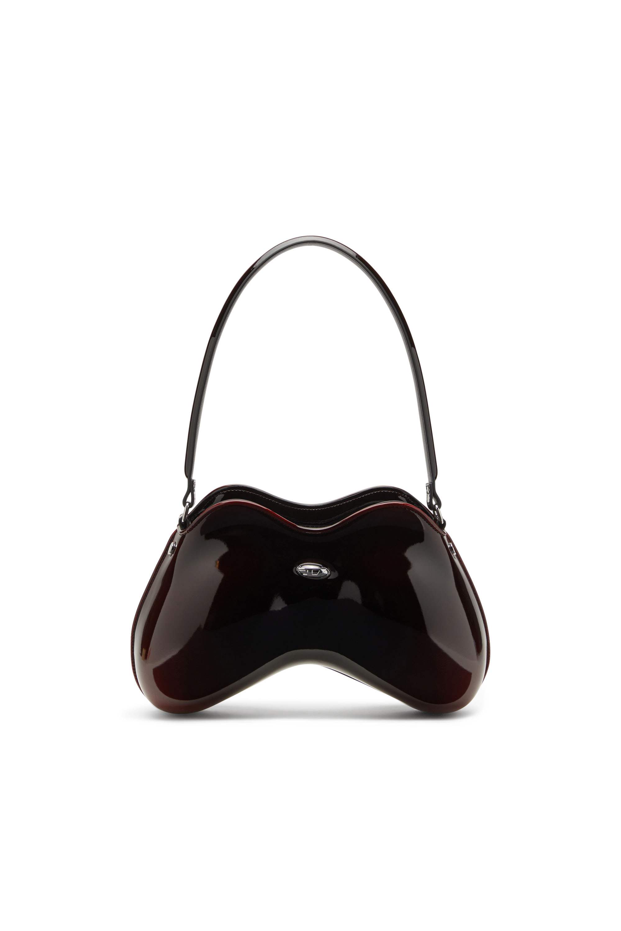 Red Double-D-Rigid shoulder bag in dégradé glossy PU