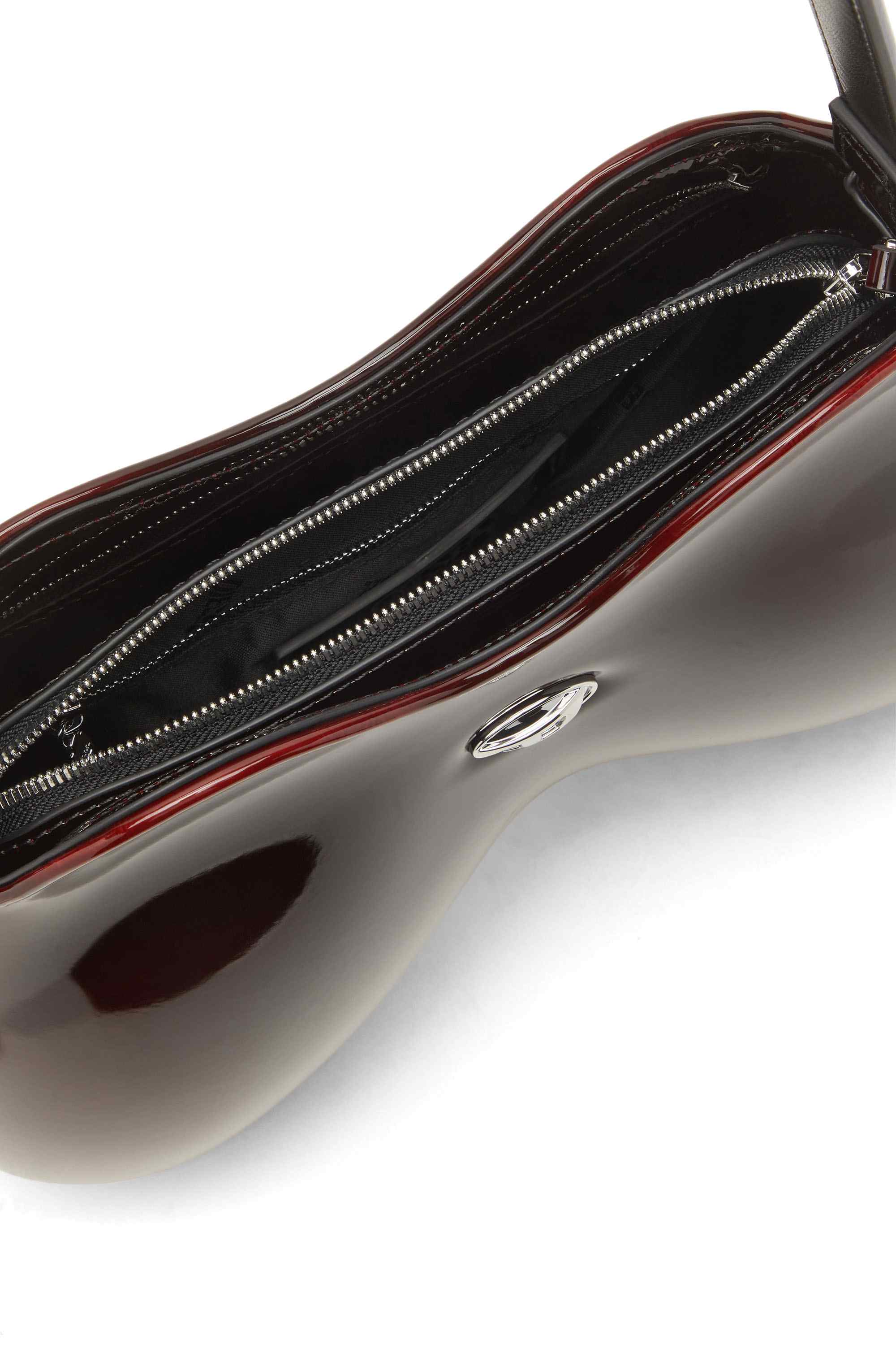 Red Double-D-Rigid shoulder bag in dégradé glossy PU