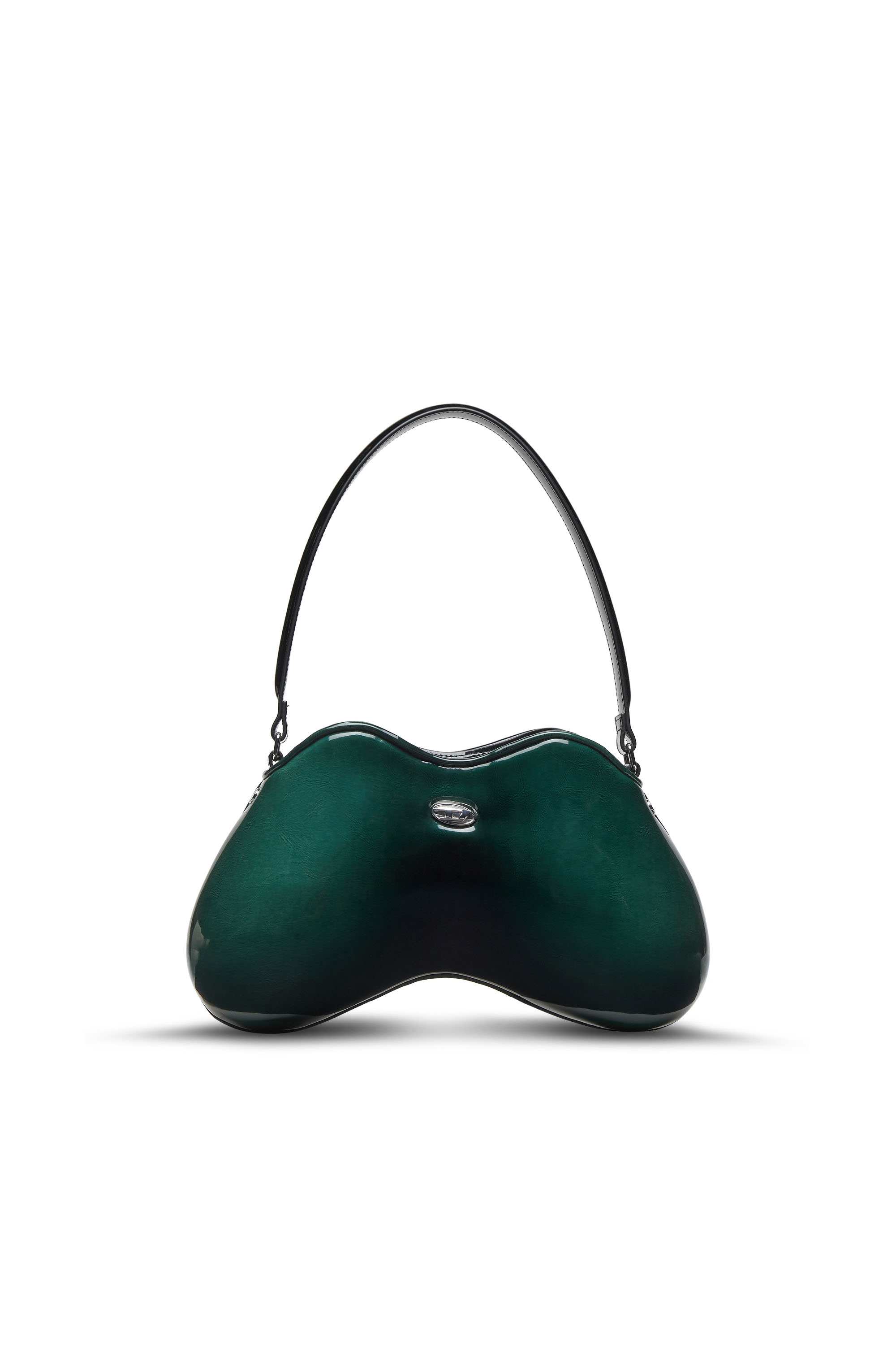 Green Double-D-Rigid shoulder bag in dégradé glossy PU