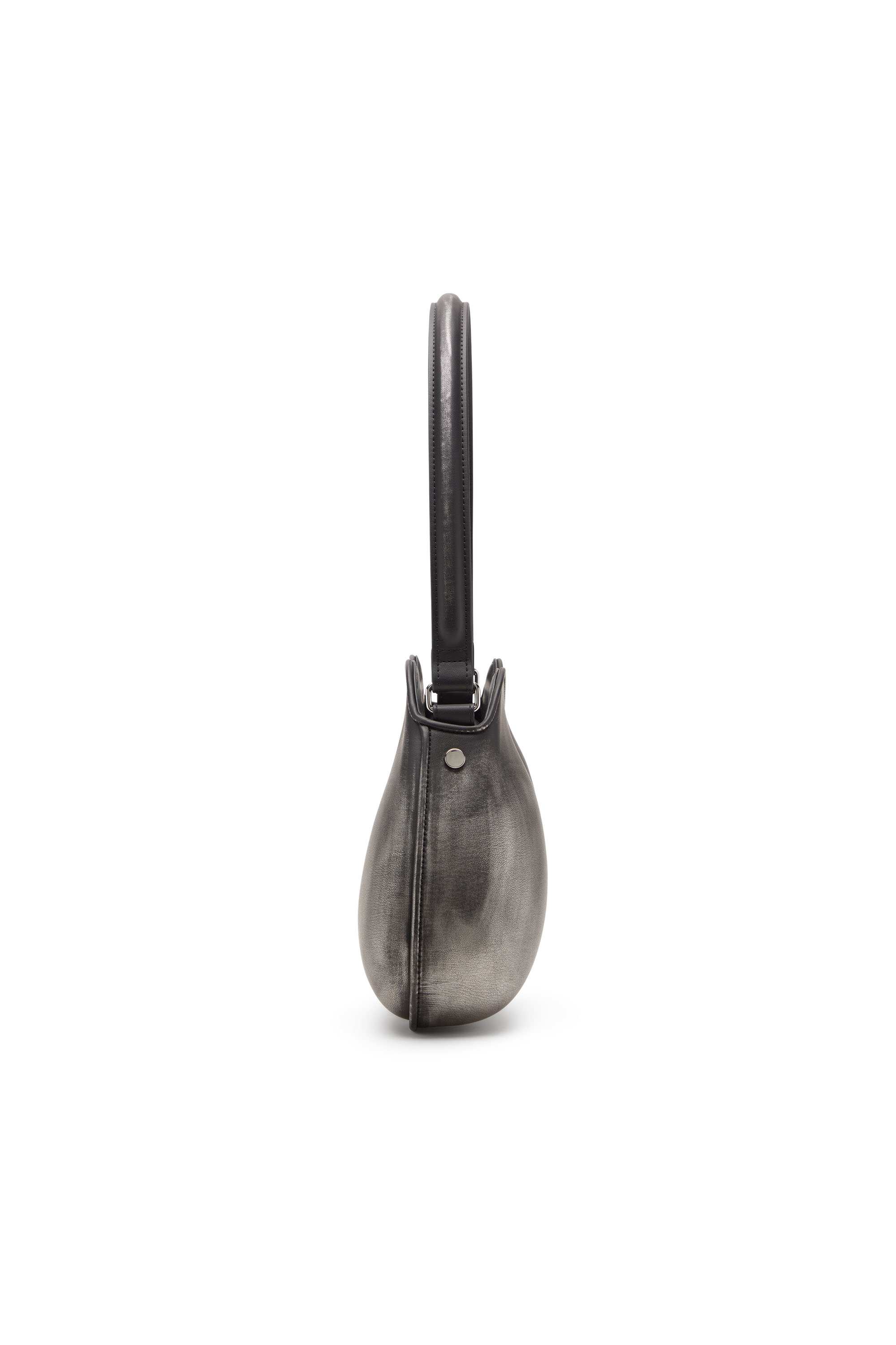 Black Double-D-Rigid shoulder bag in brushed PU