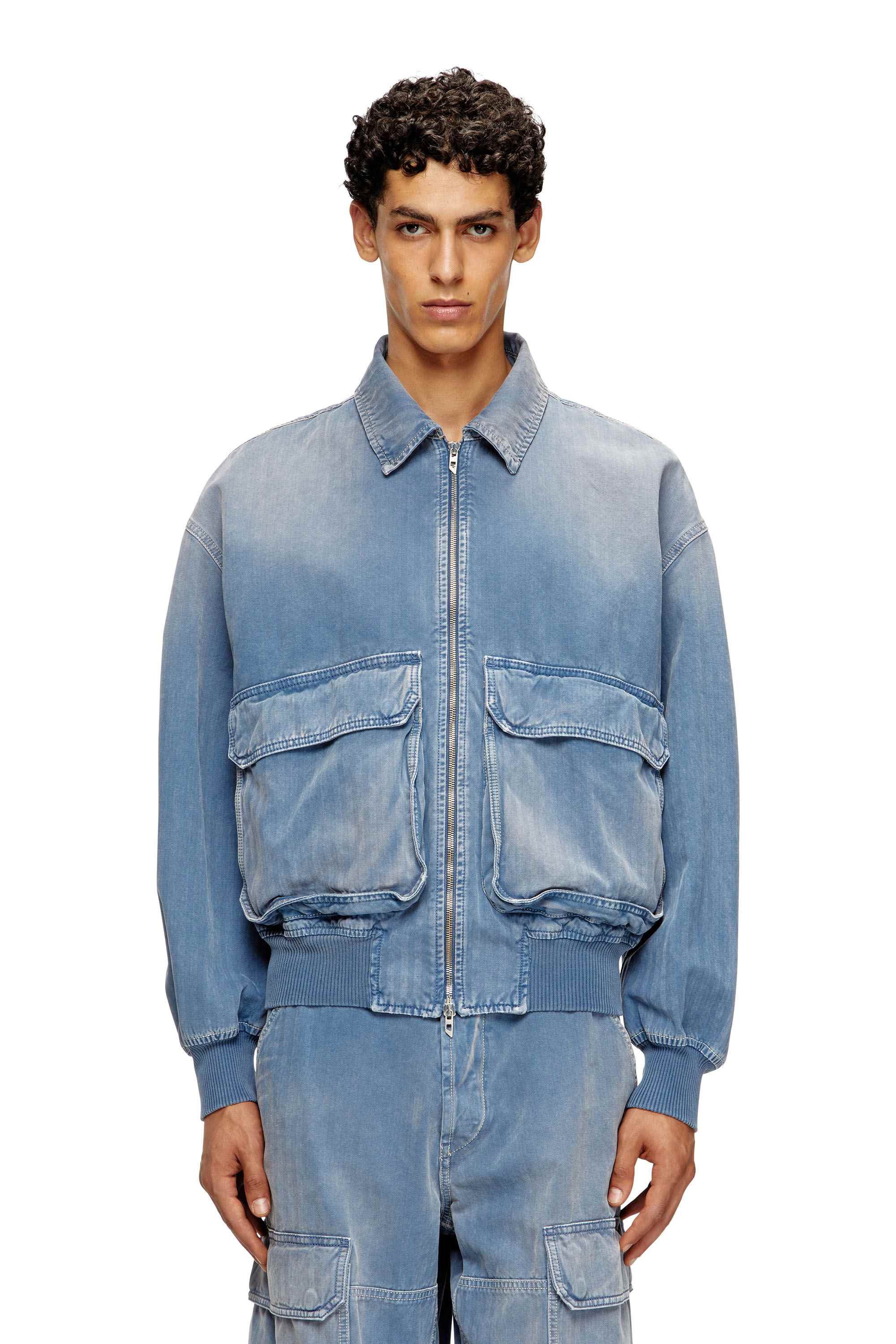 Light Blue Jacket in coloured herringbone denim