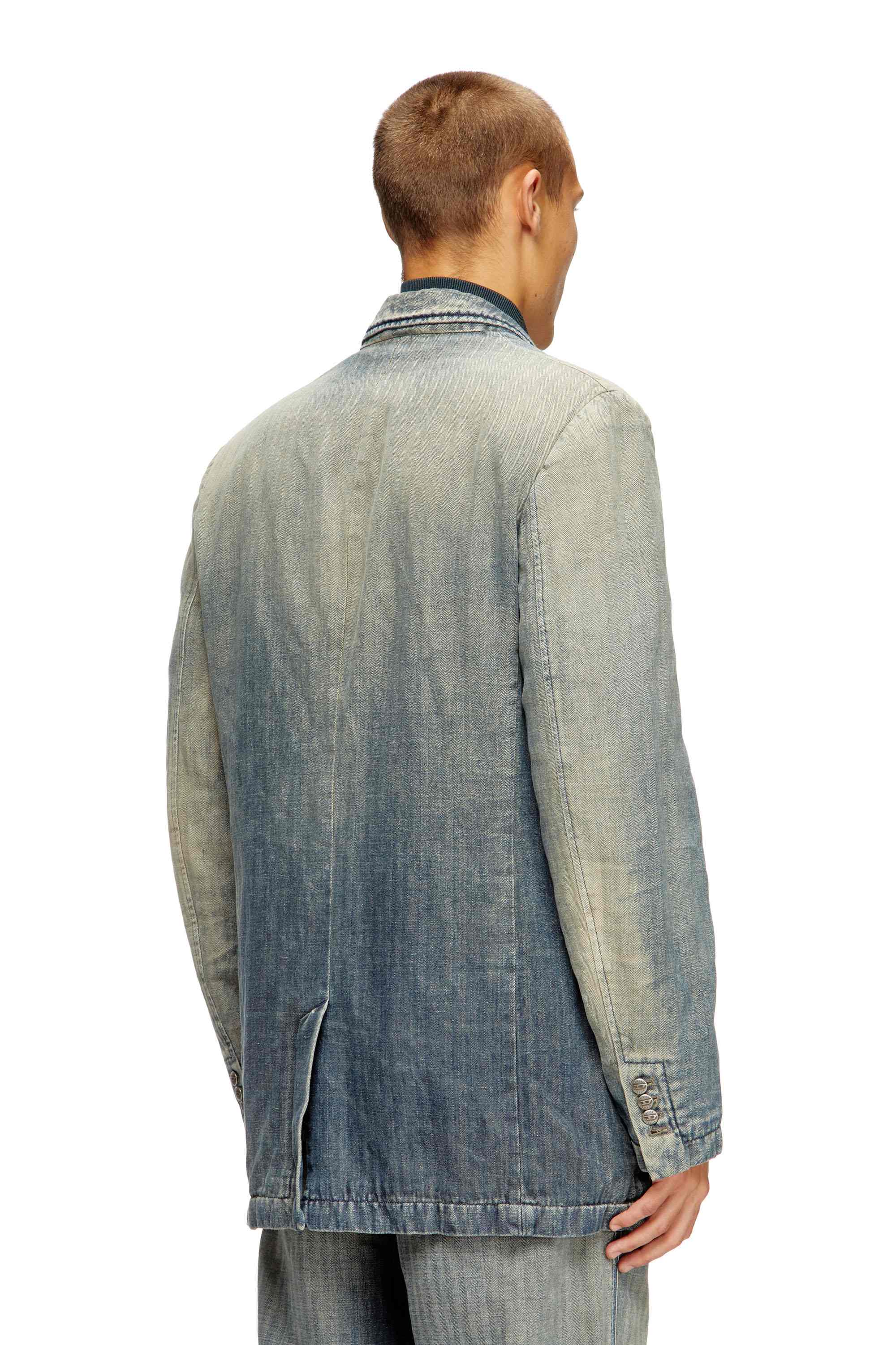 Blue Blazer in dirt-effect herringbone denim