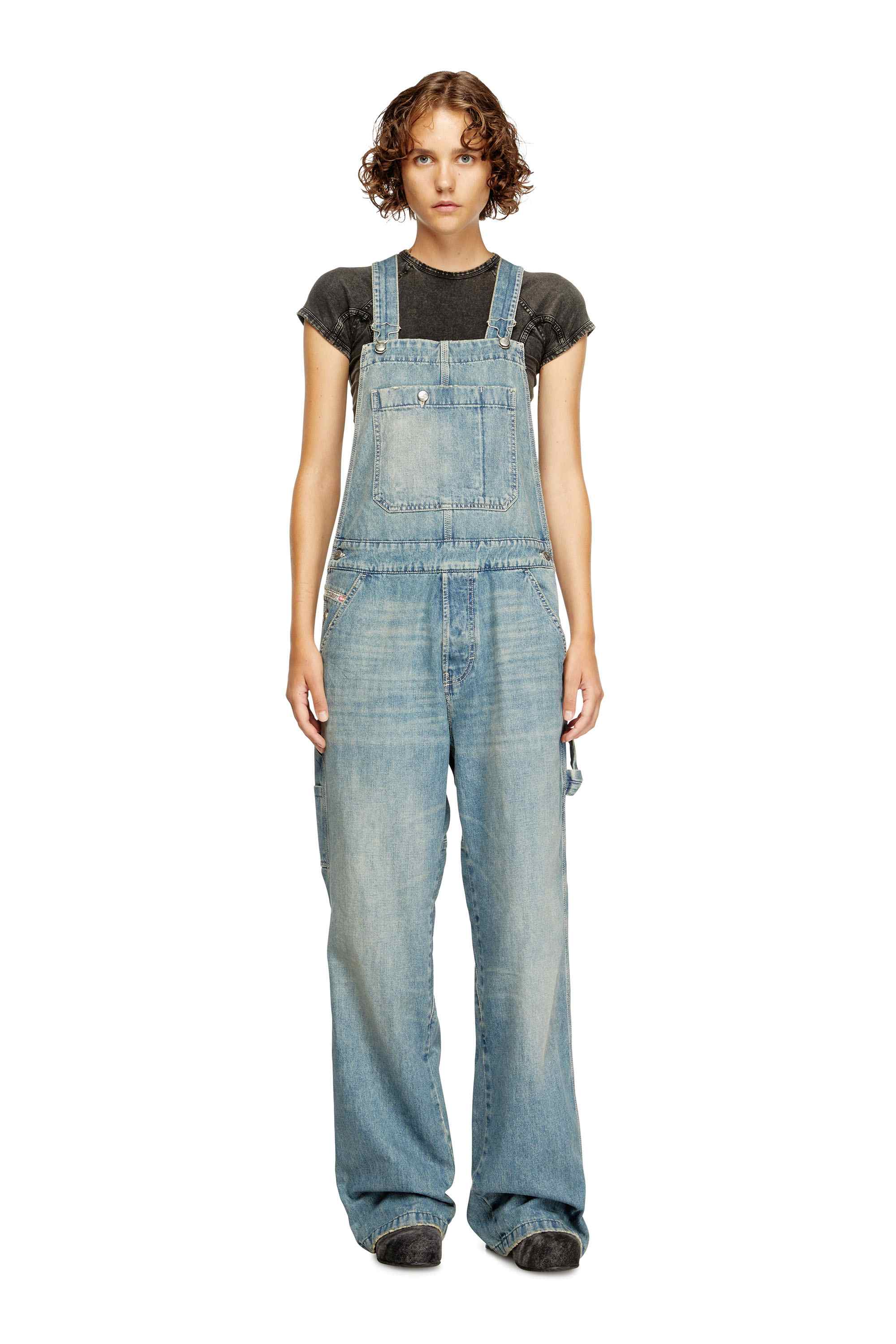 Black Utility-style denim dungarees