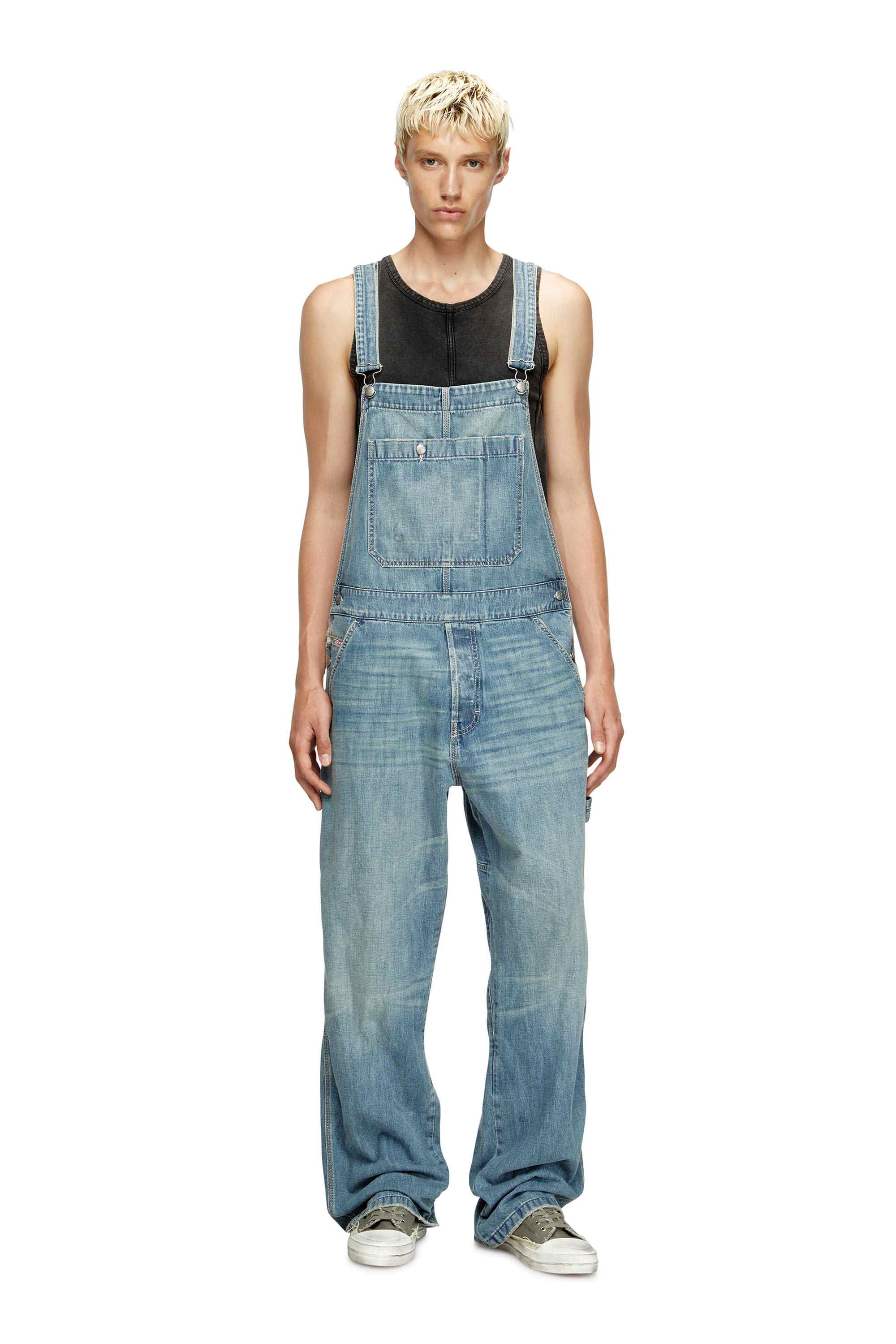 Black Utility-style denim dungarees