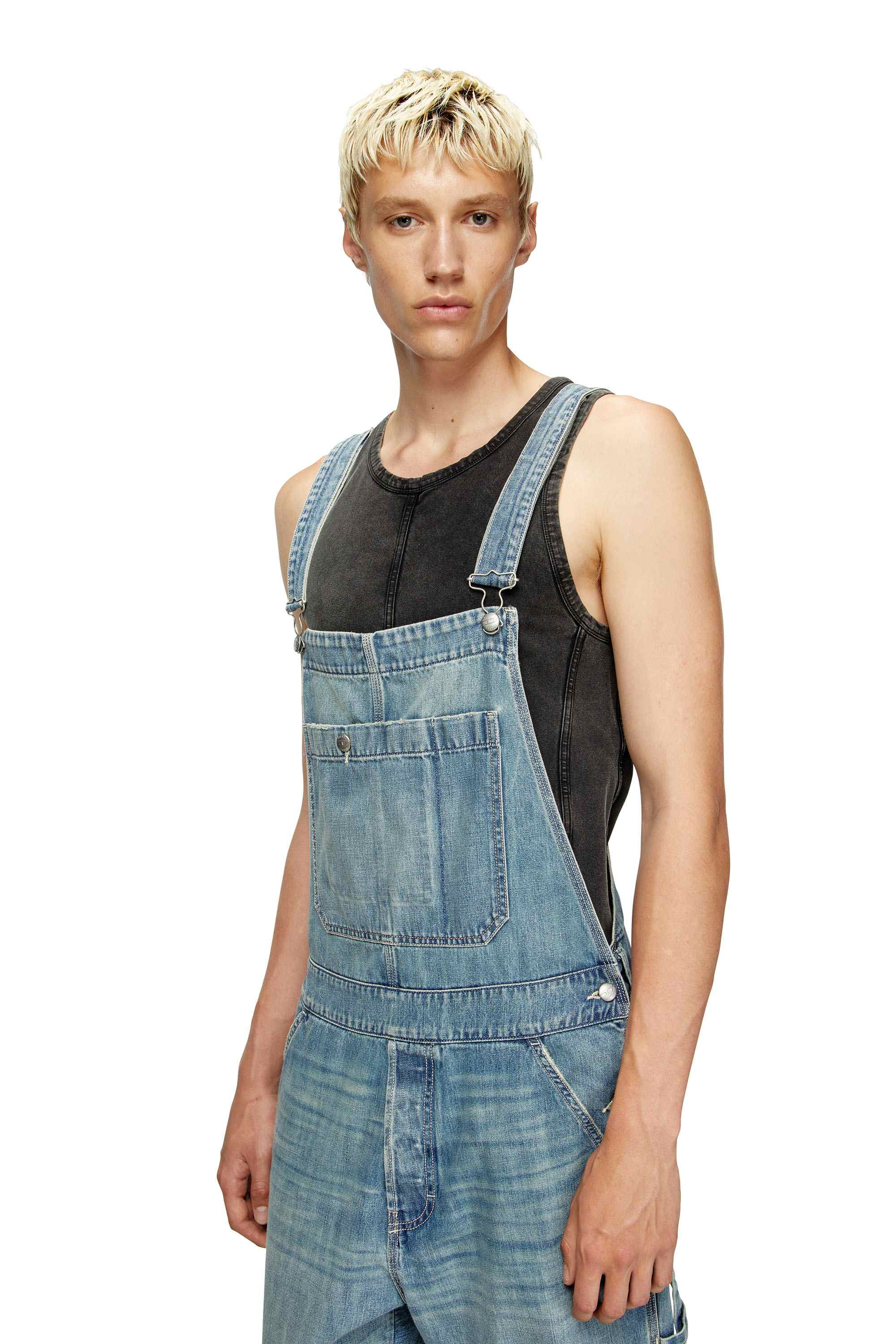 Black Utility-style denim dungarees