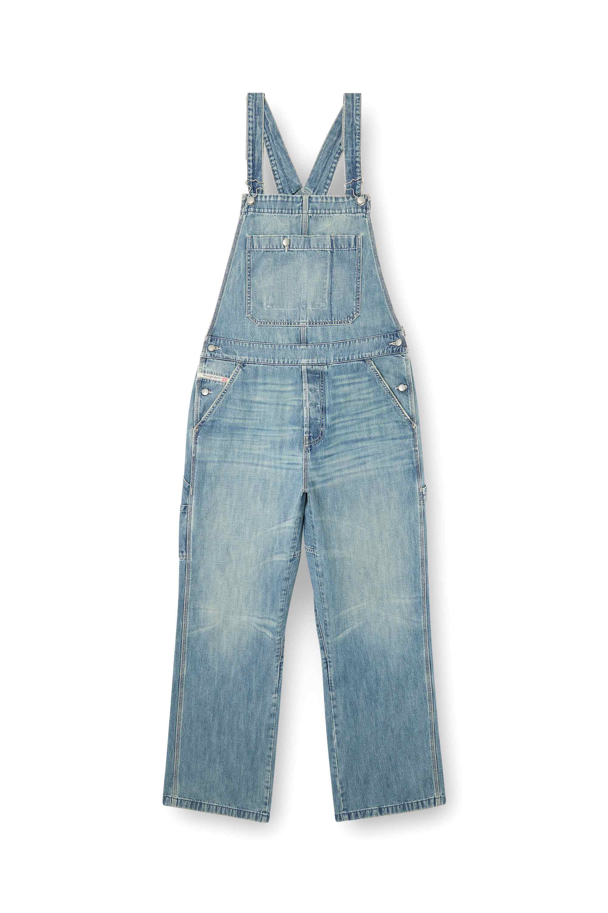 Black Utility-style denim dungarees