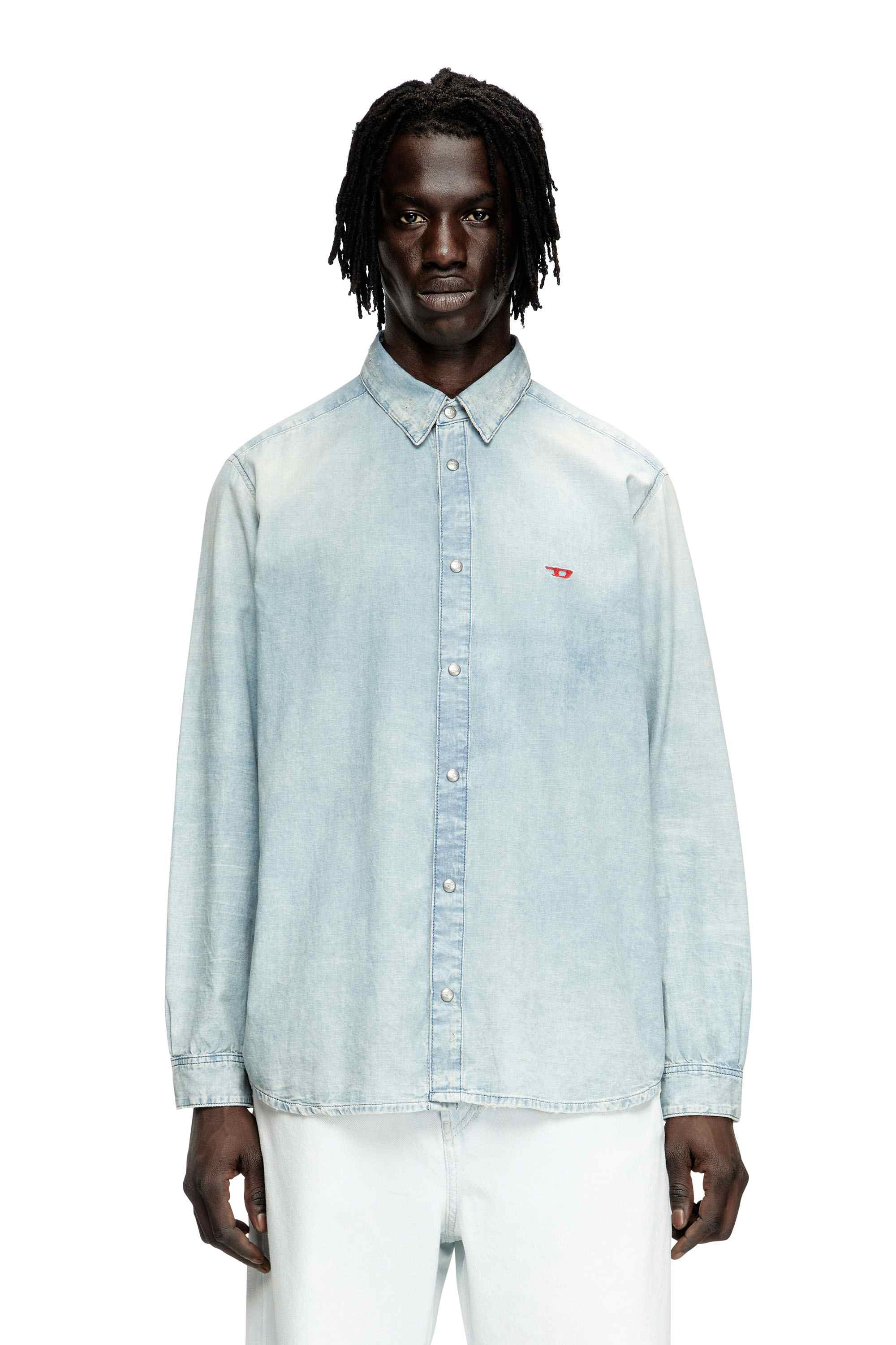 Black Shirt in bleach-effect denim