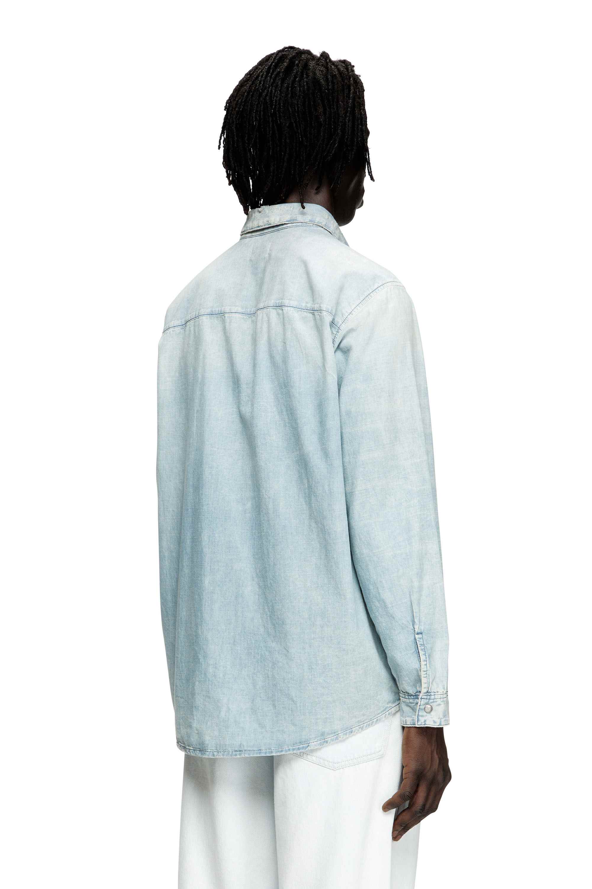 Black Shirt in bleach-effect denim