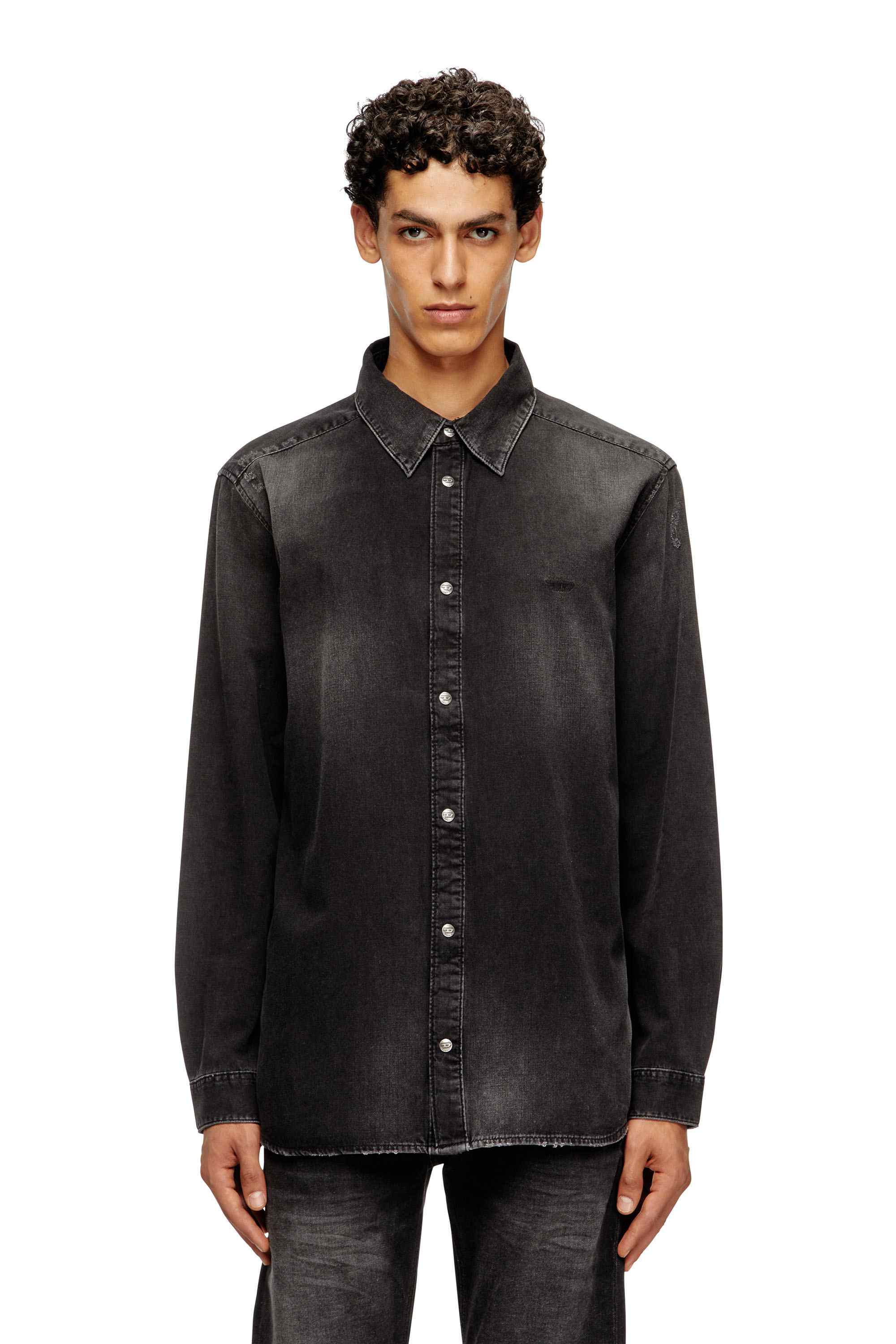 Black Long-sleeve denim shirt