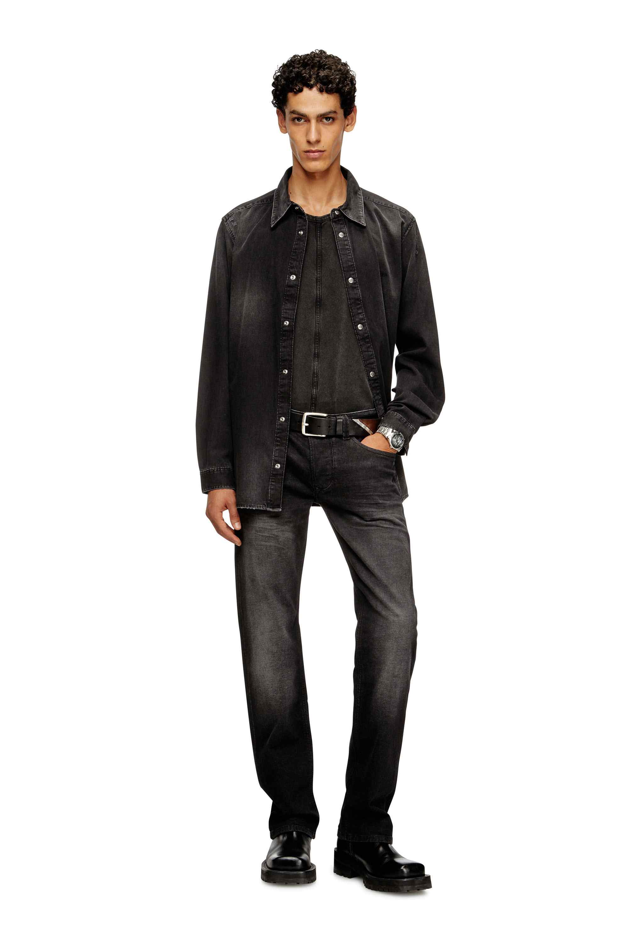 Black Long-sleeve denim shirt