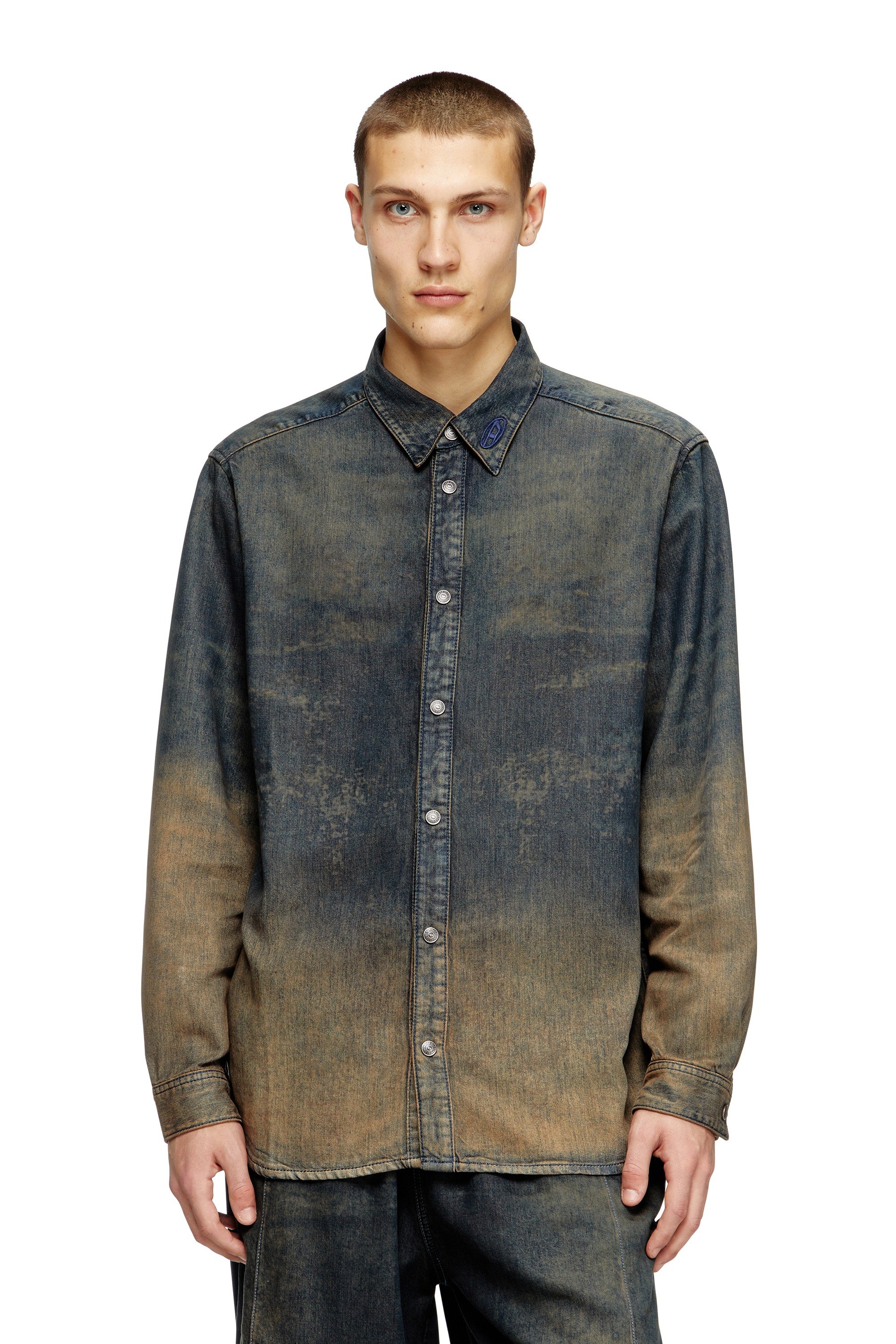 Black Shirt in fluid shaded denim
