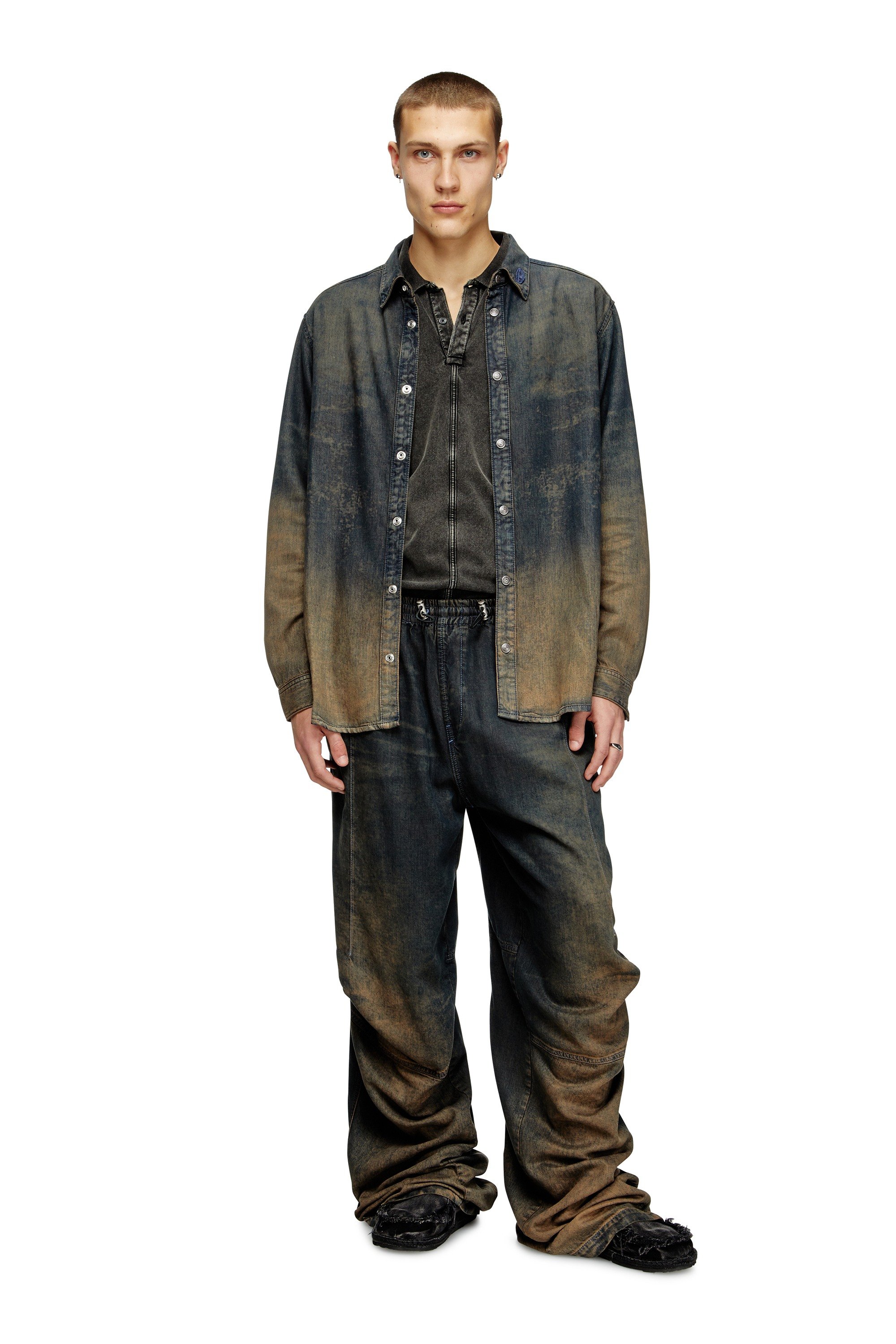 Black Shirt in fluid shaded denim