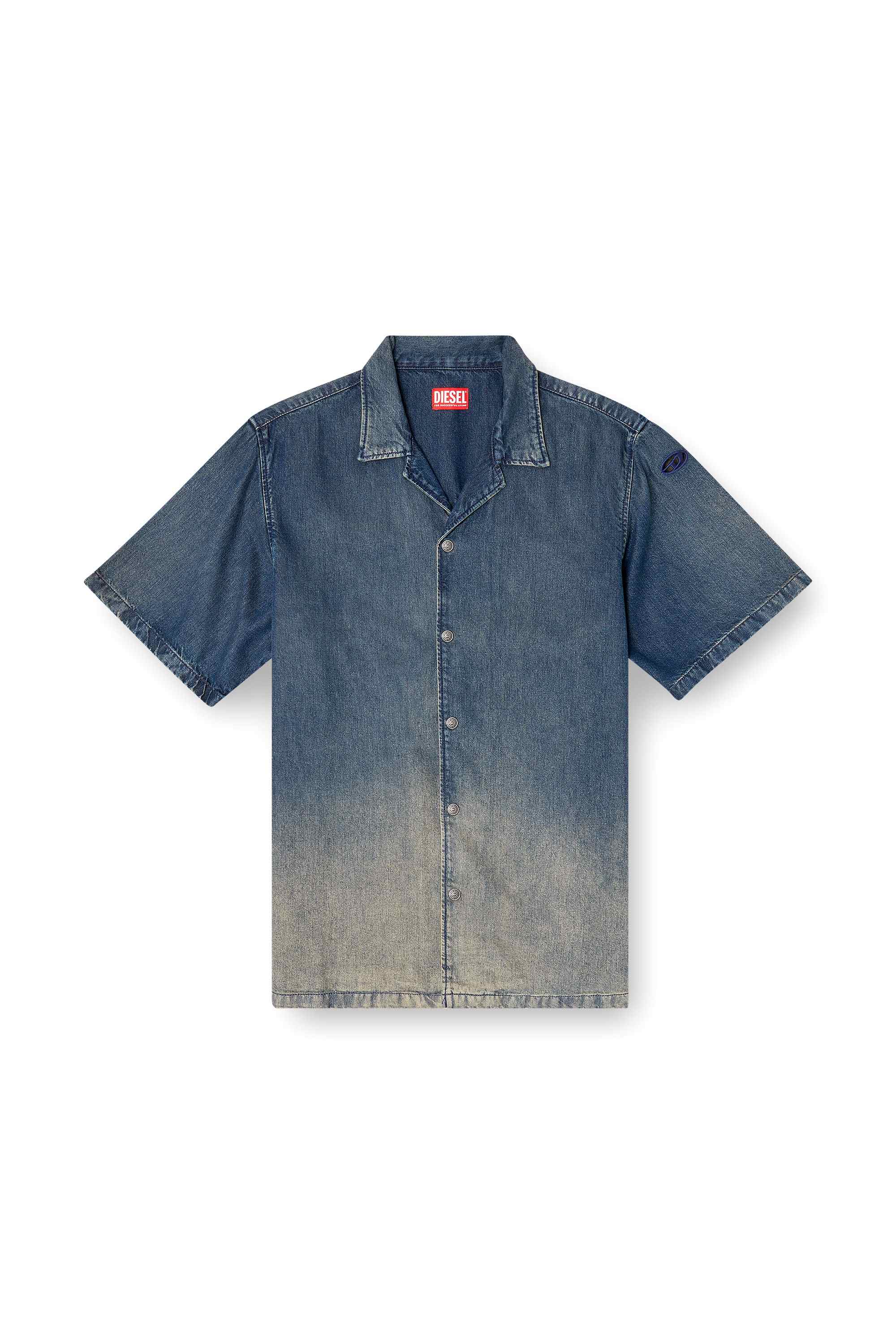 Blue Bowling shirt in gradient fluid denim