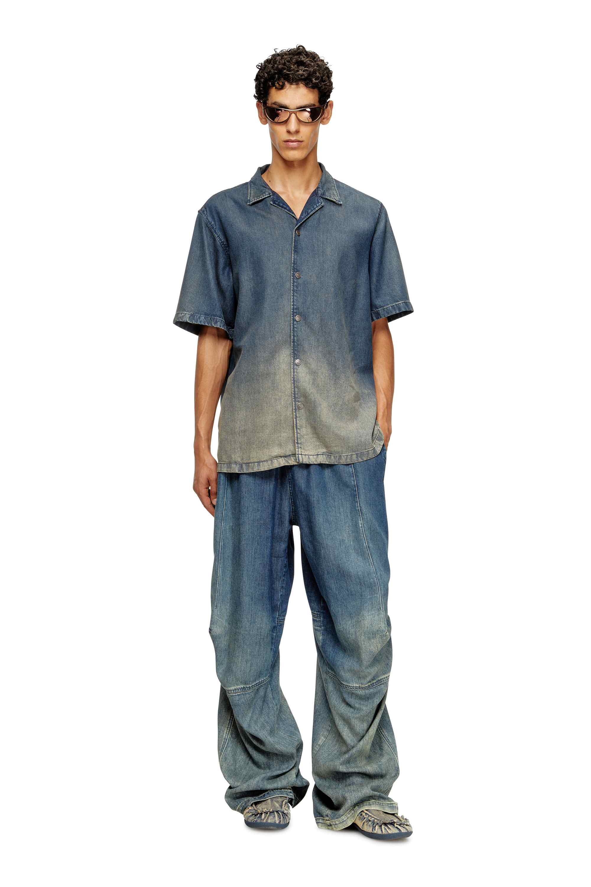 Blue Bowling shirt in gradient fluid denim