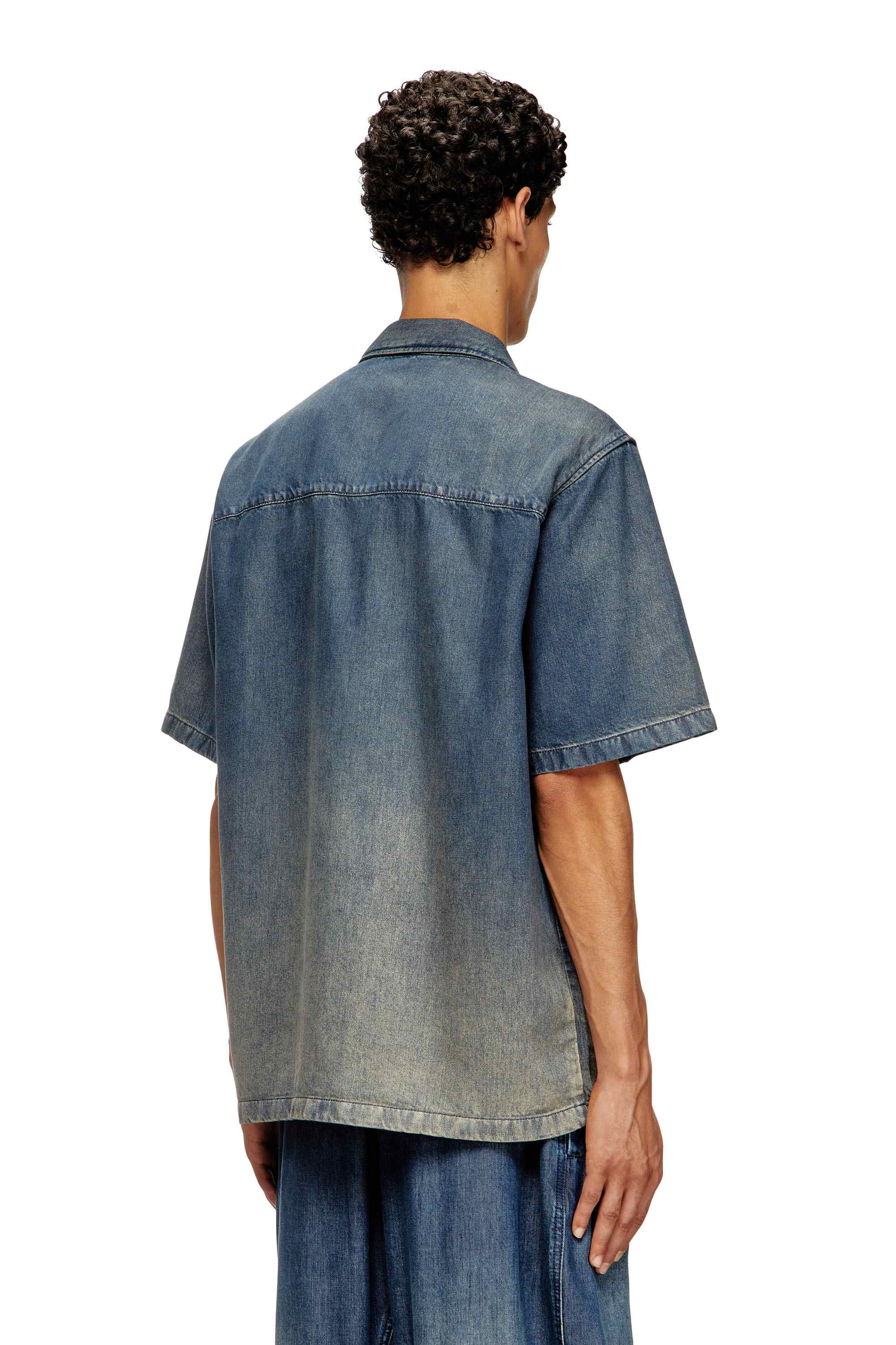 Blue Bowling shirt in gradient fluid denim