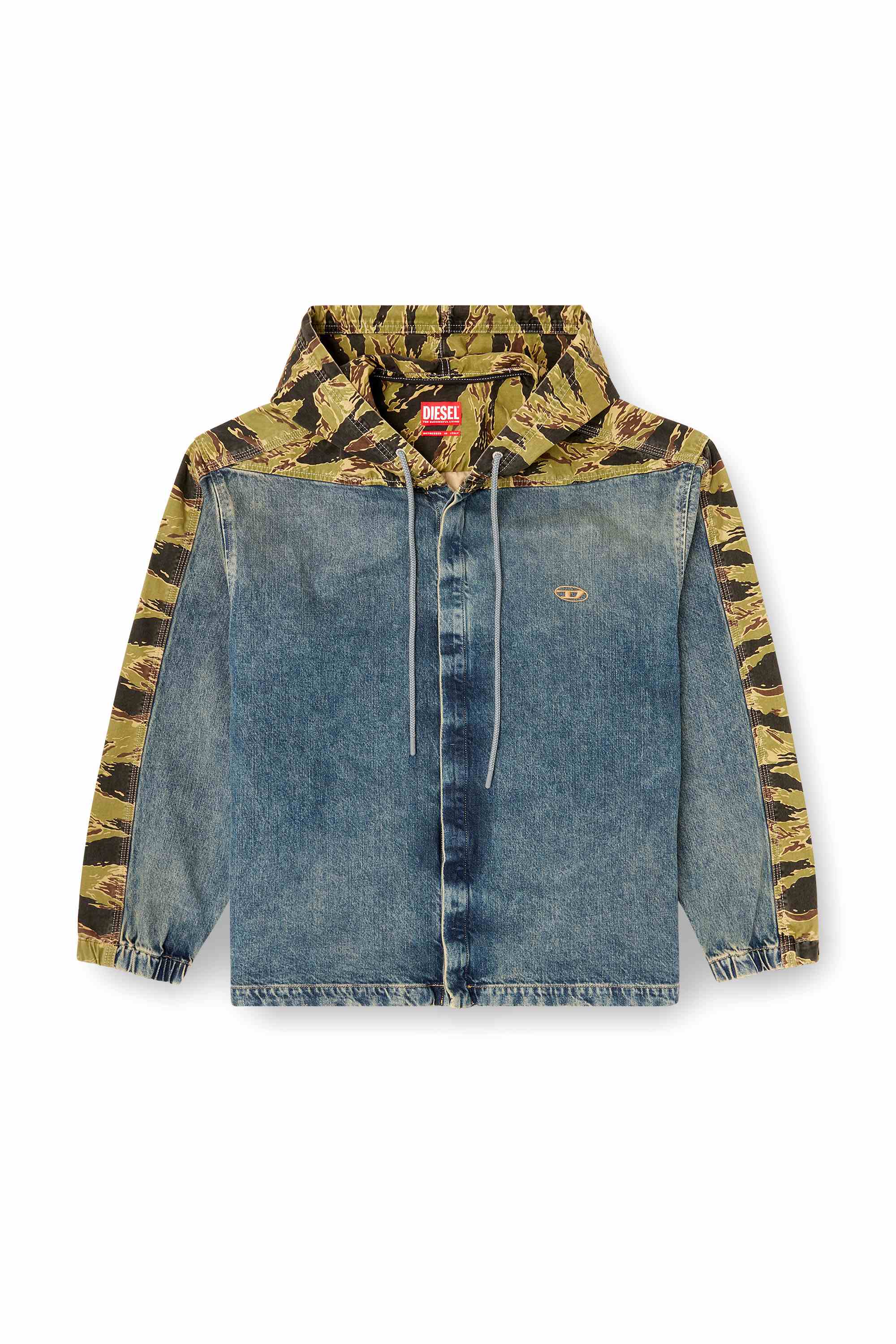 Blue Overshirt in denim and camo canvas