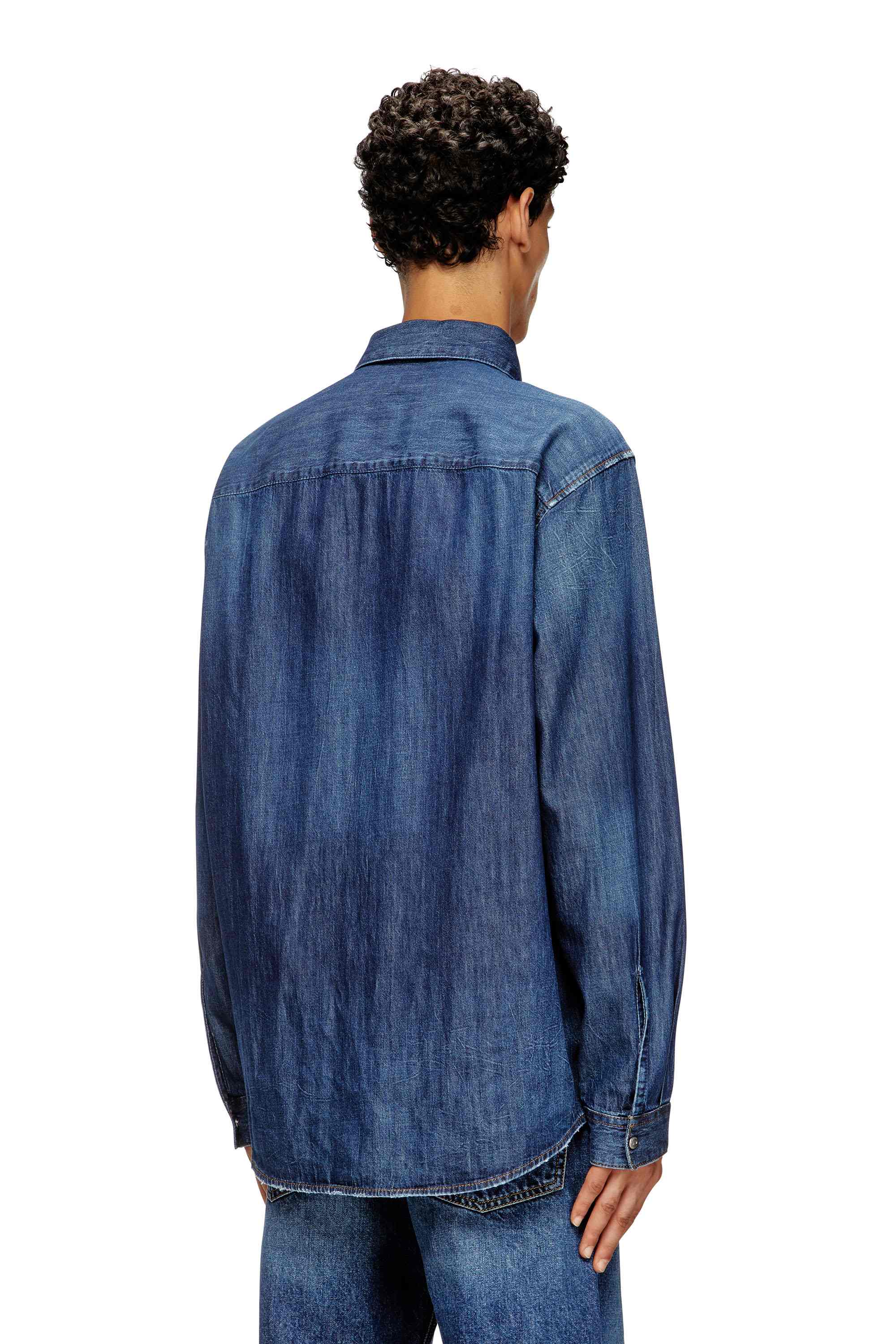 Medium Blue Denim shirt with embroidered logo