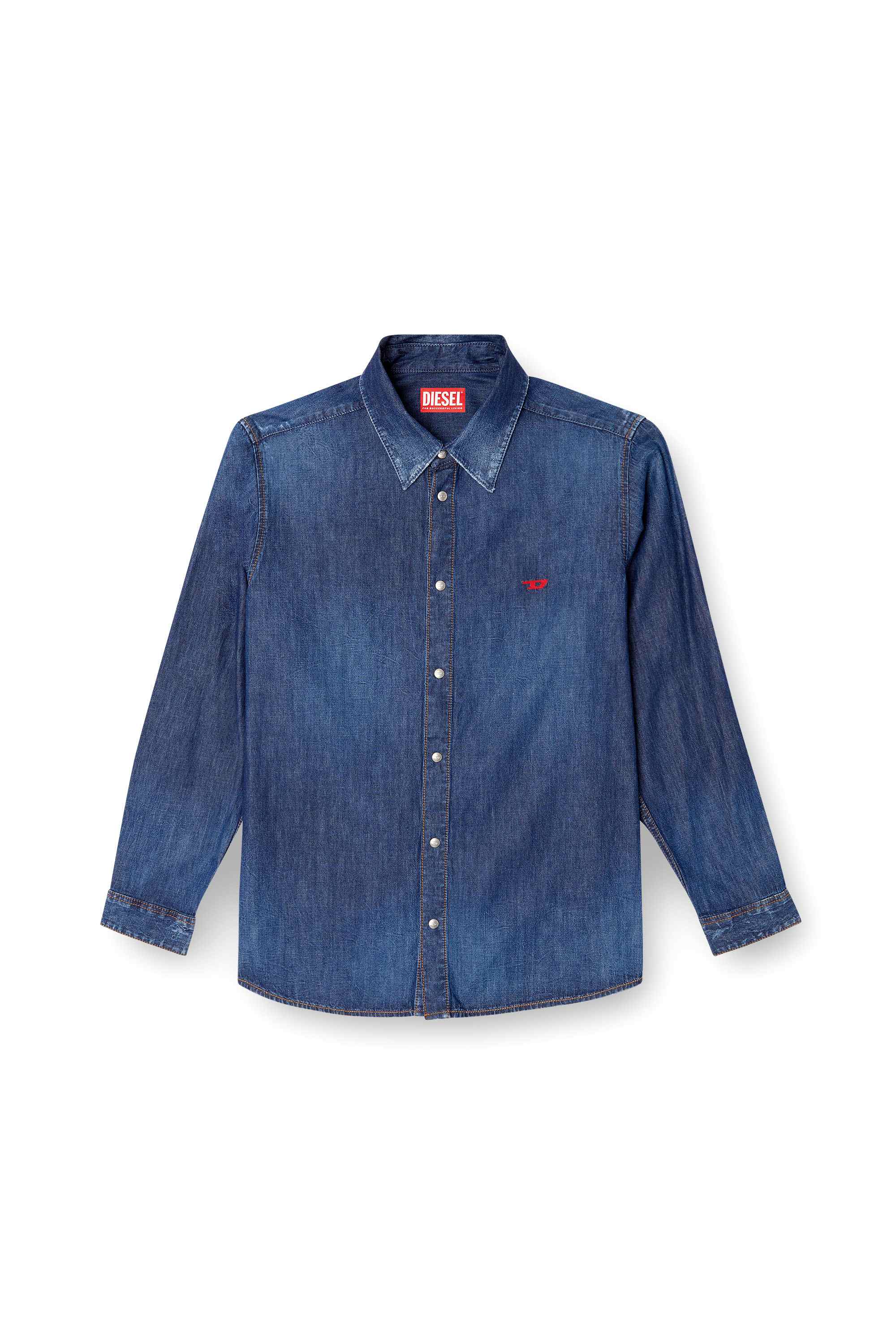 Medium Blue Denim shirt with embroidered logo