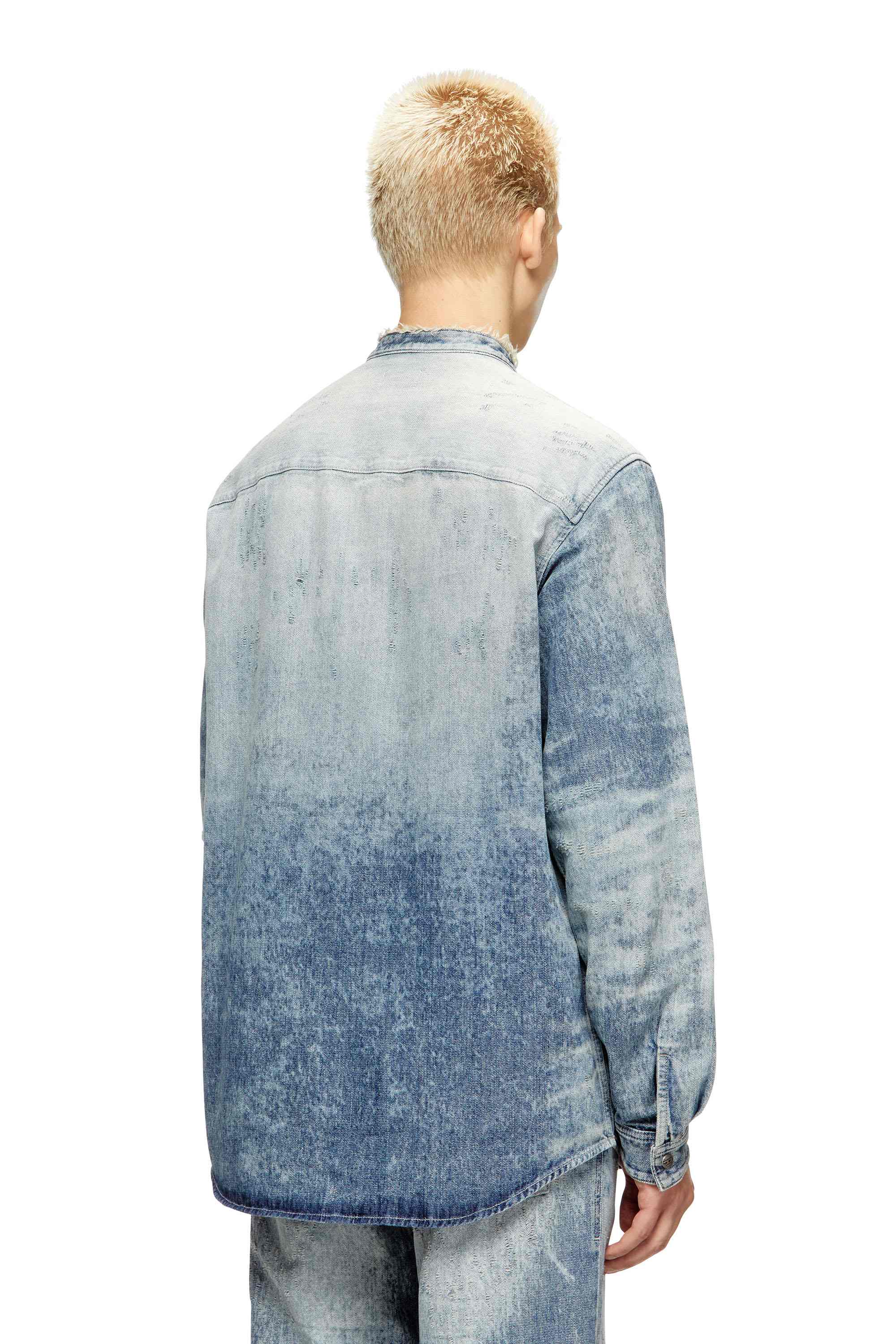 Light Blue Shirt in distressed honeycomb denim