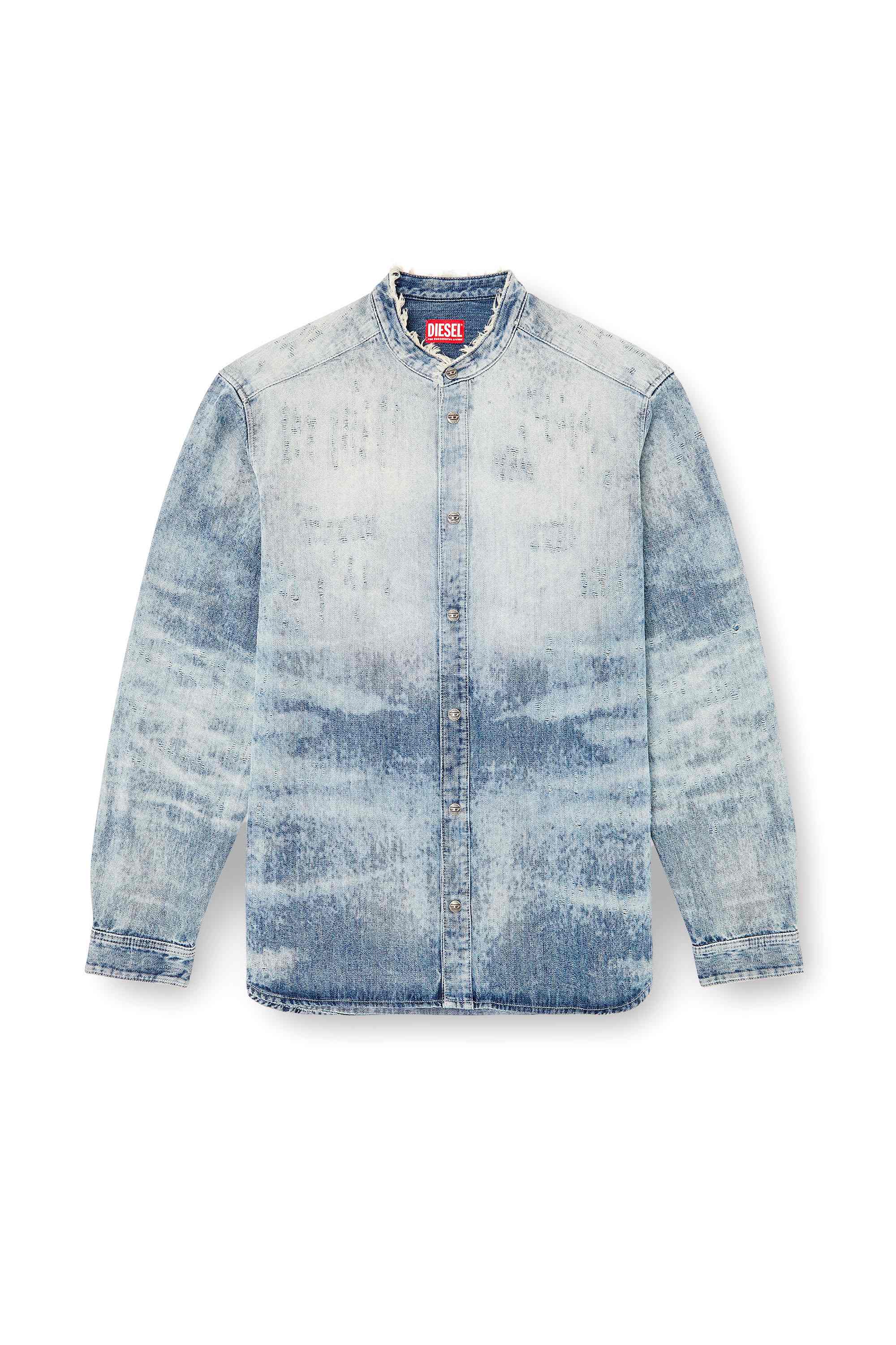Light Blue Shirt in distressed honeycomb denim