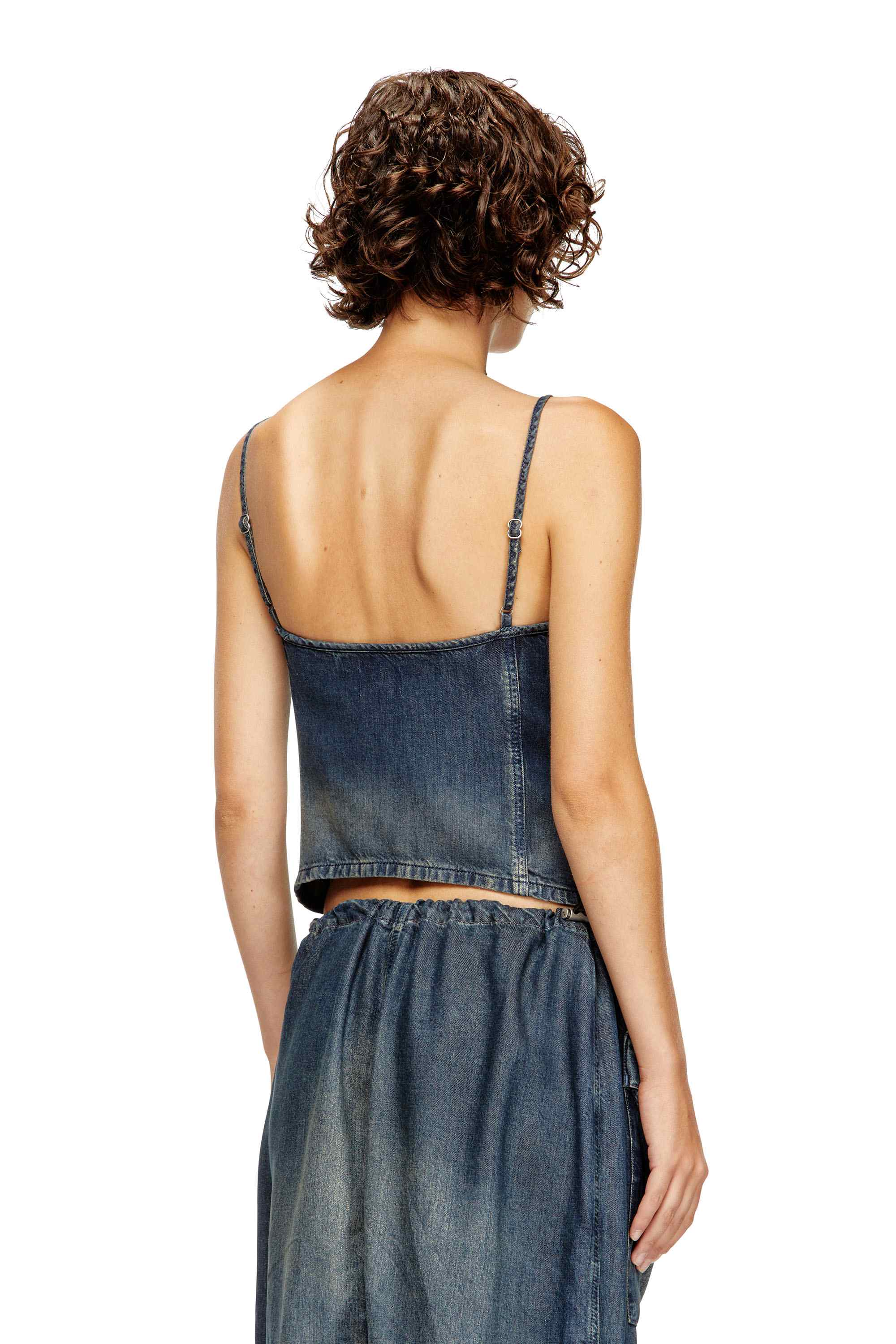 Black Top in gradient fluid denim