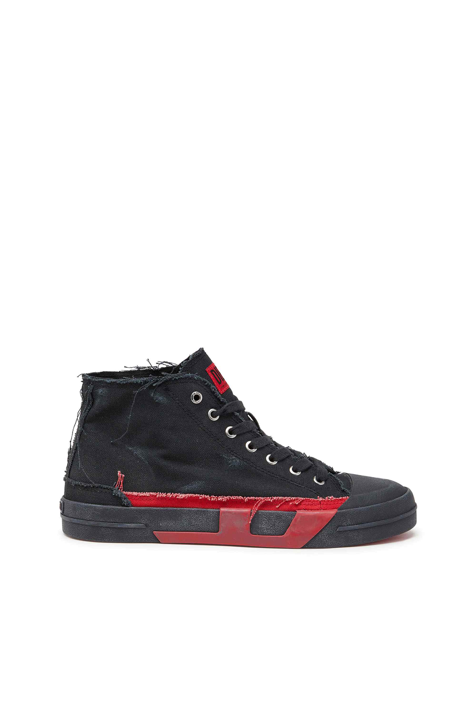 Black S-D-Verse-Distressed high-top sneakers in canvas