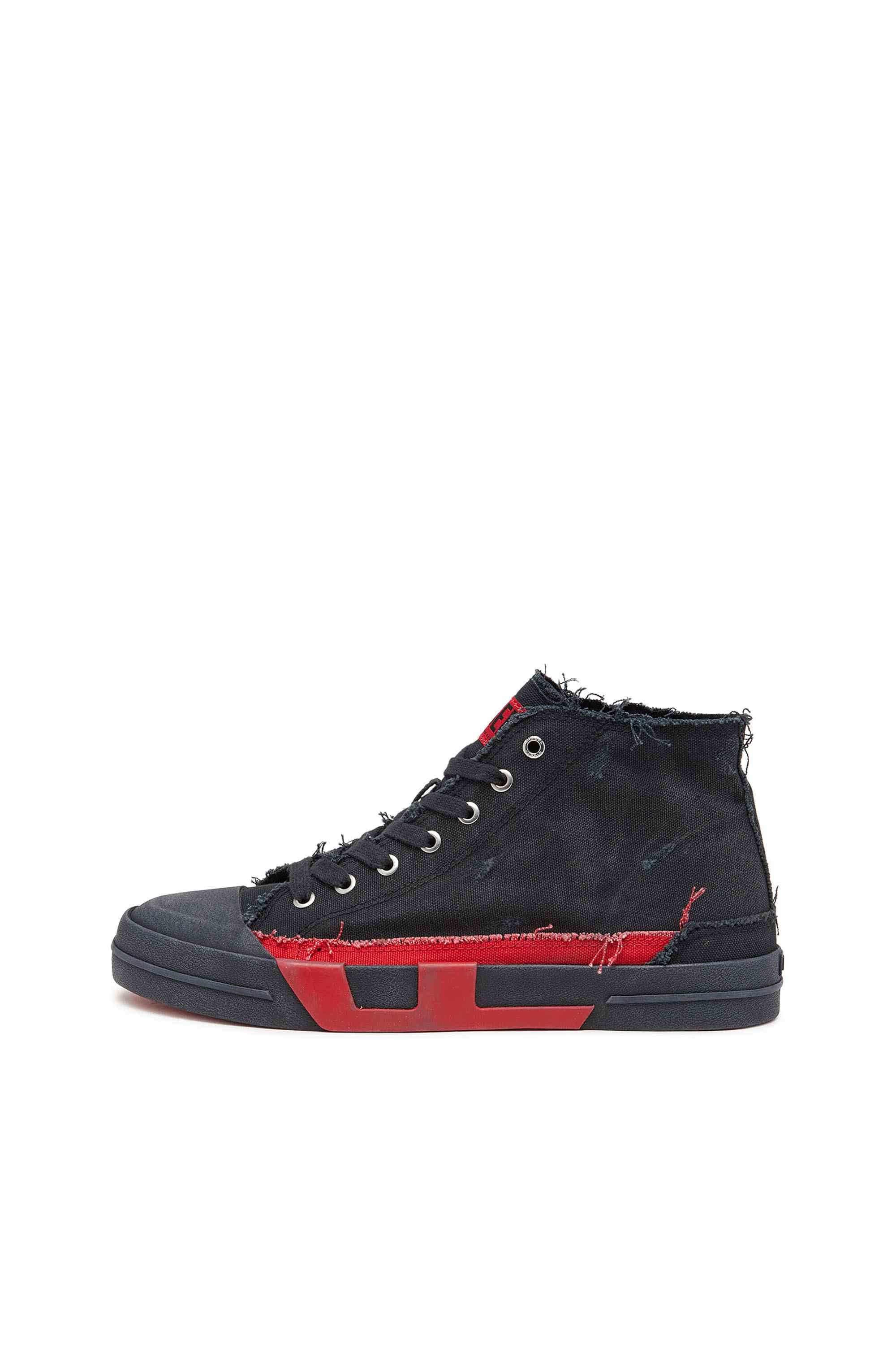 Black S-D-Verse-Distressed high-top sneakers in canvas