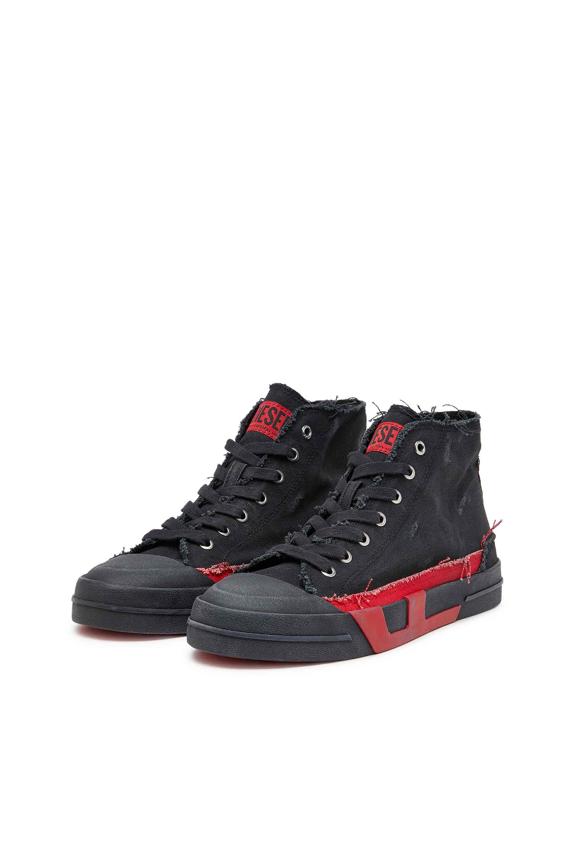 Black S-D-Verse-Distressed high-top sneakers in canvas