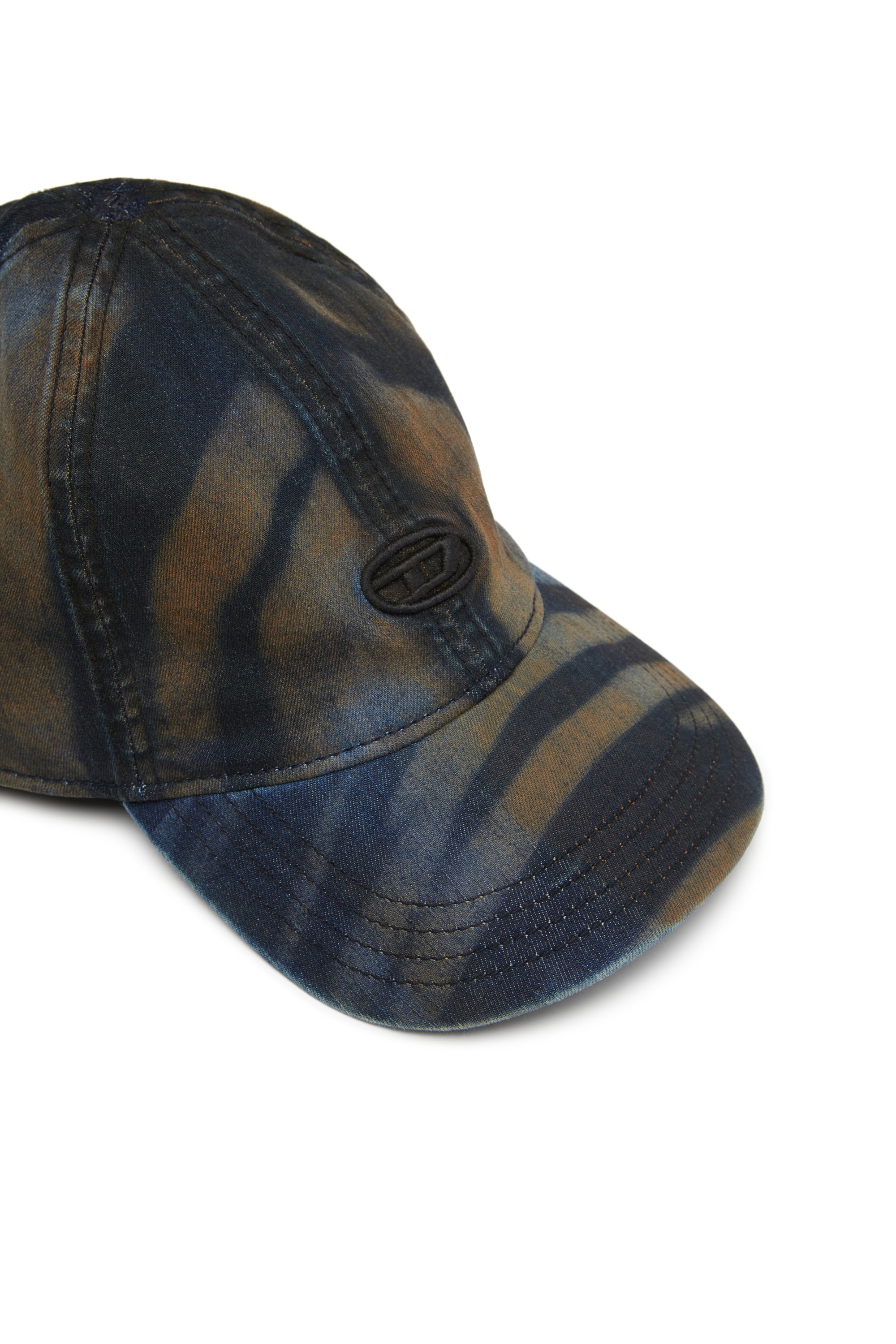 Black Denim cap with camouflage effect