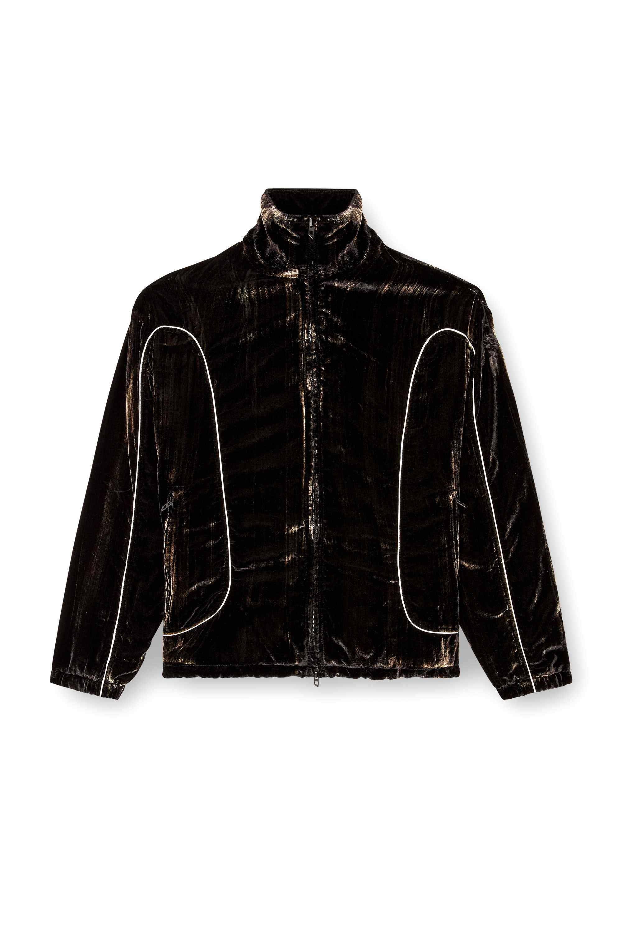 Black Track jacket in treated velvet