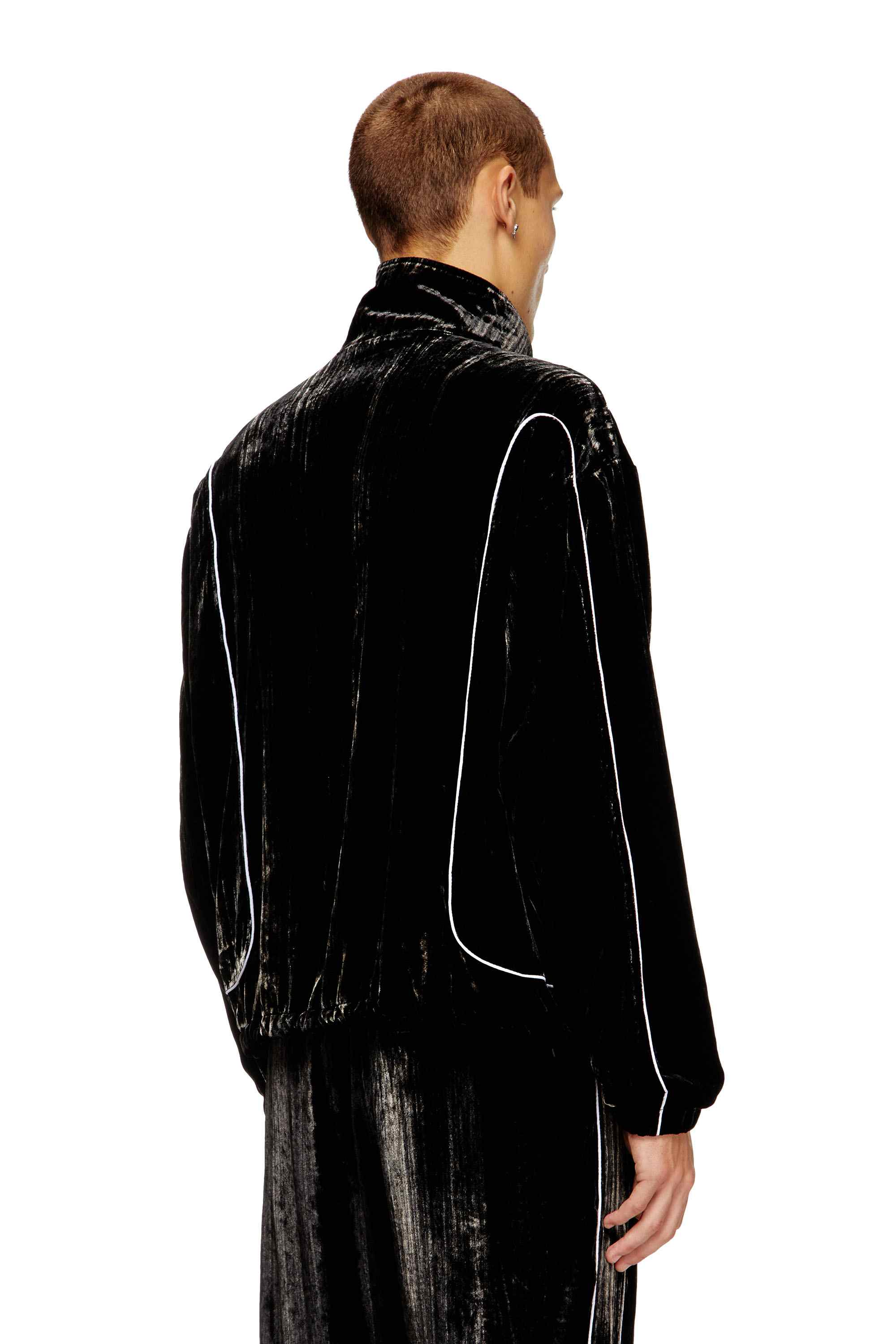 Black Track jacket in treated velvet
