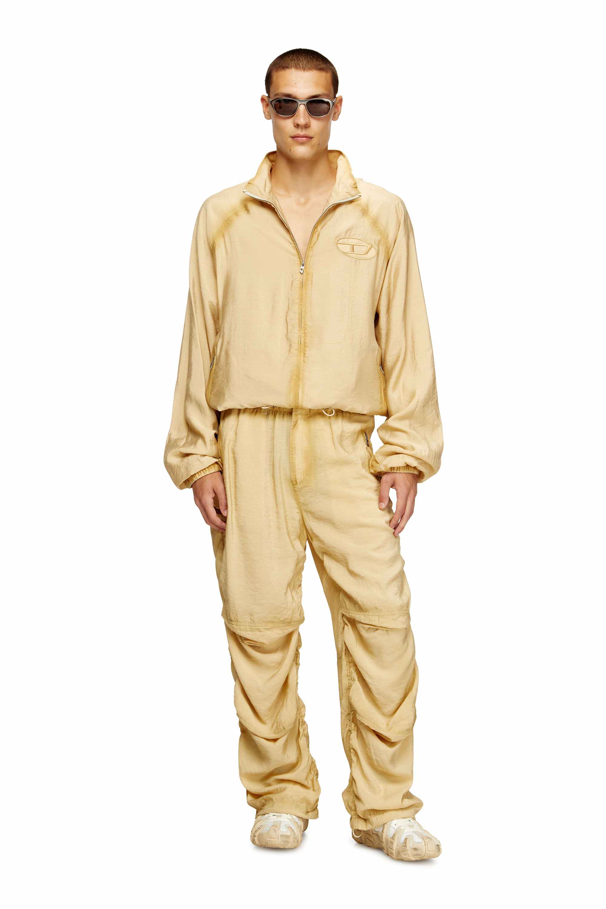 Beige Souvenir-style embroidered track jacket