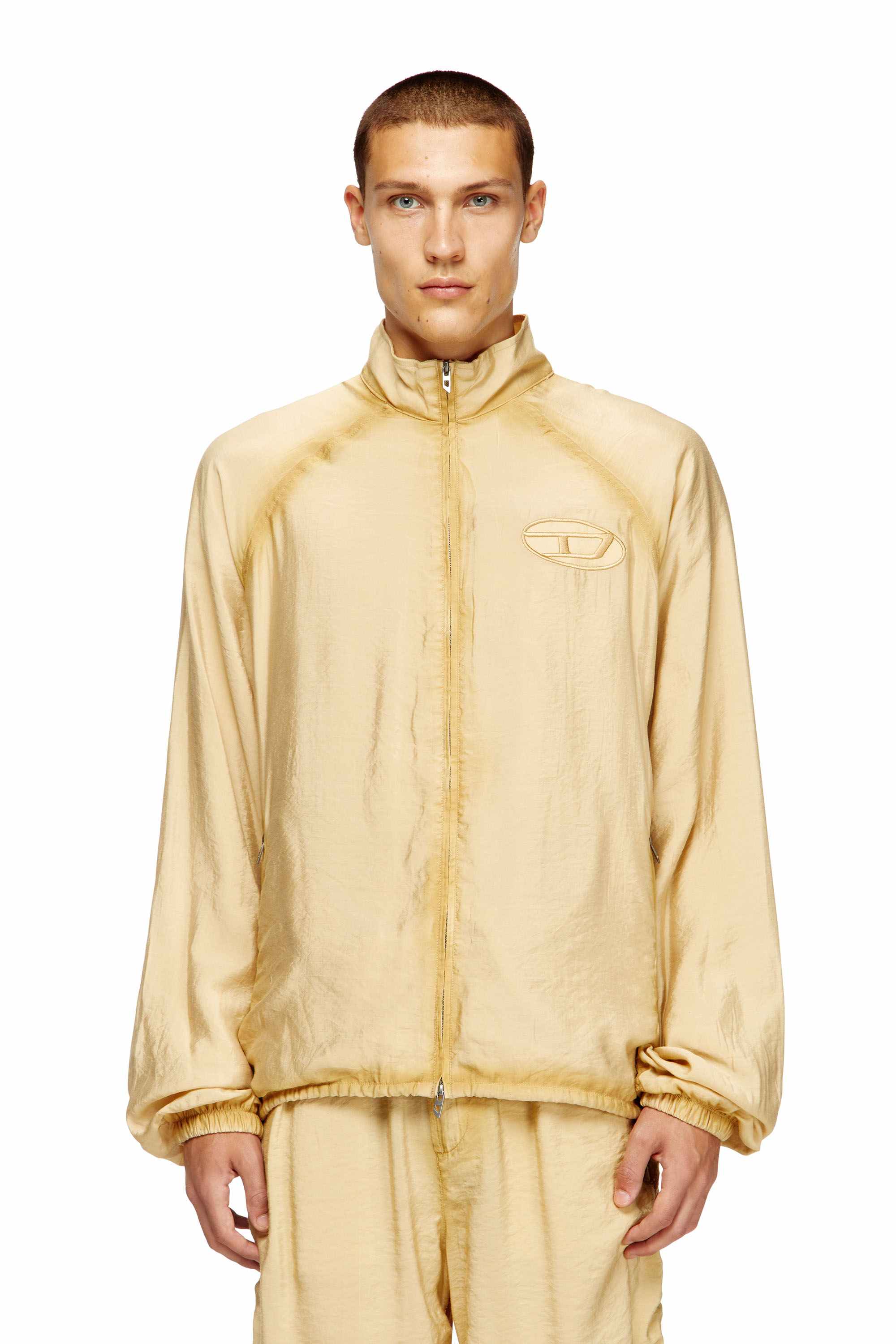 Beige Souvenir-style embroidered track jacket