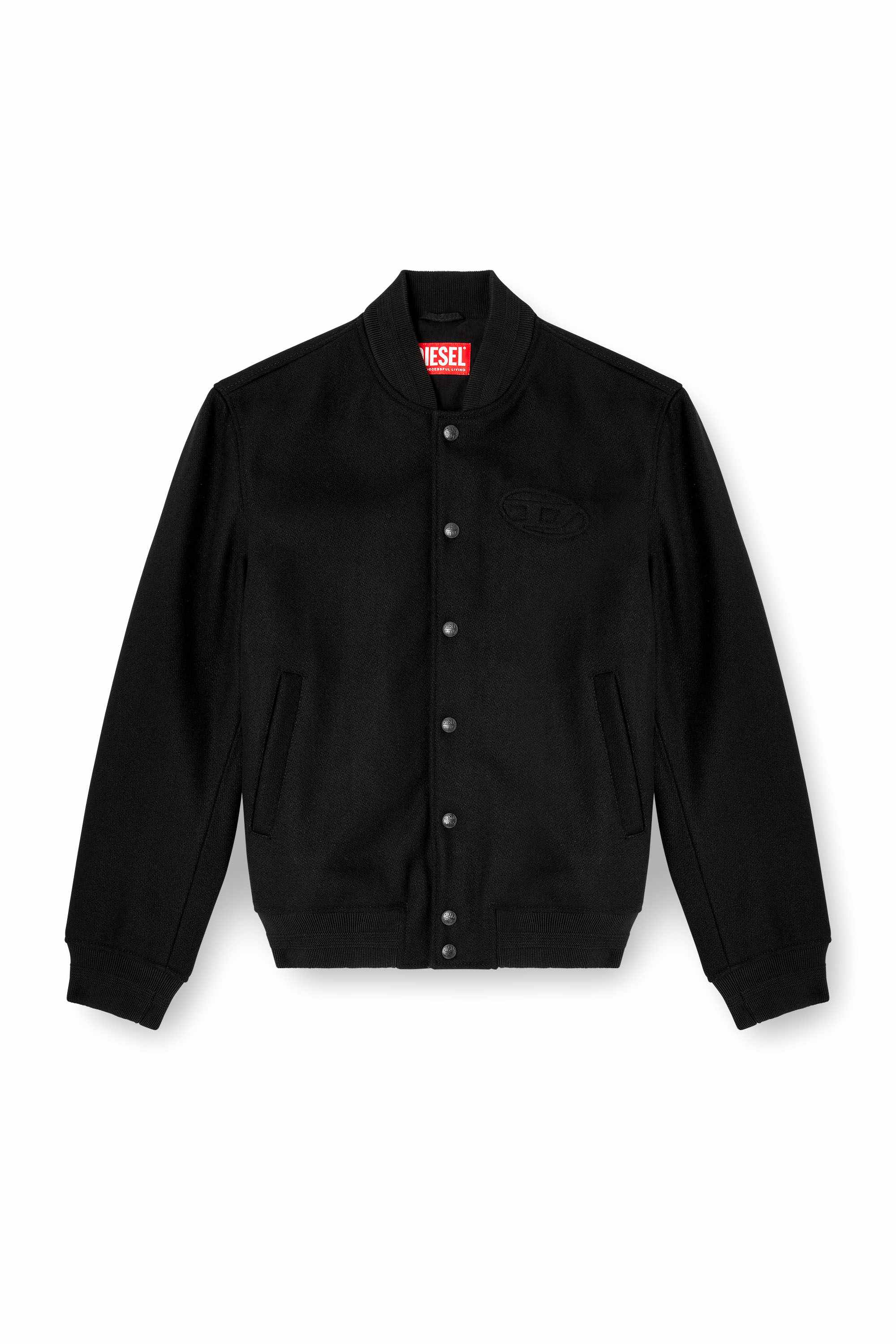 Black Padded bomber jacket in wool blend