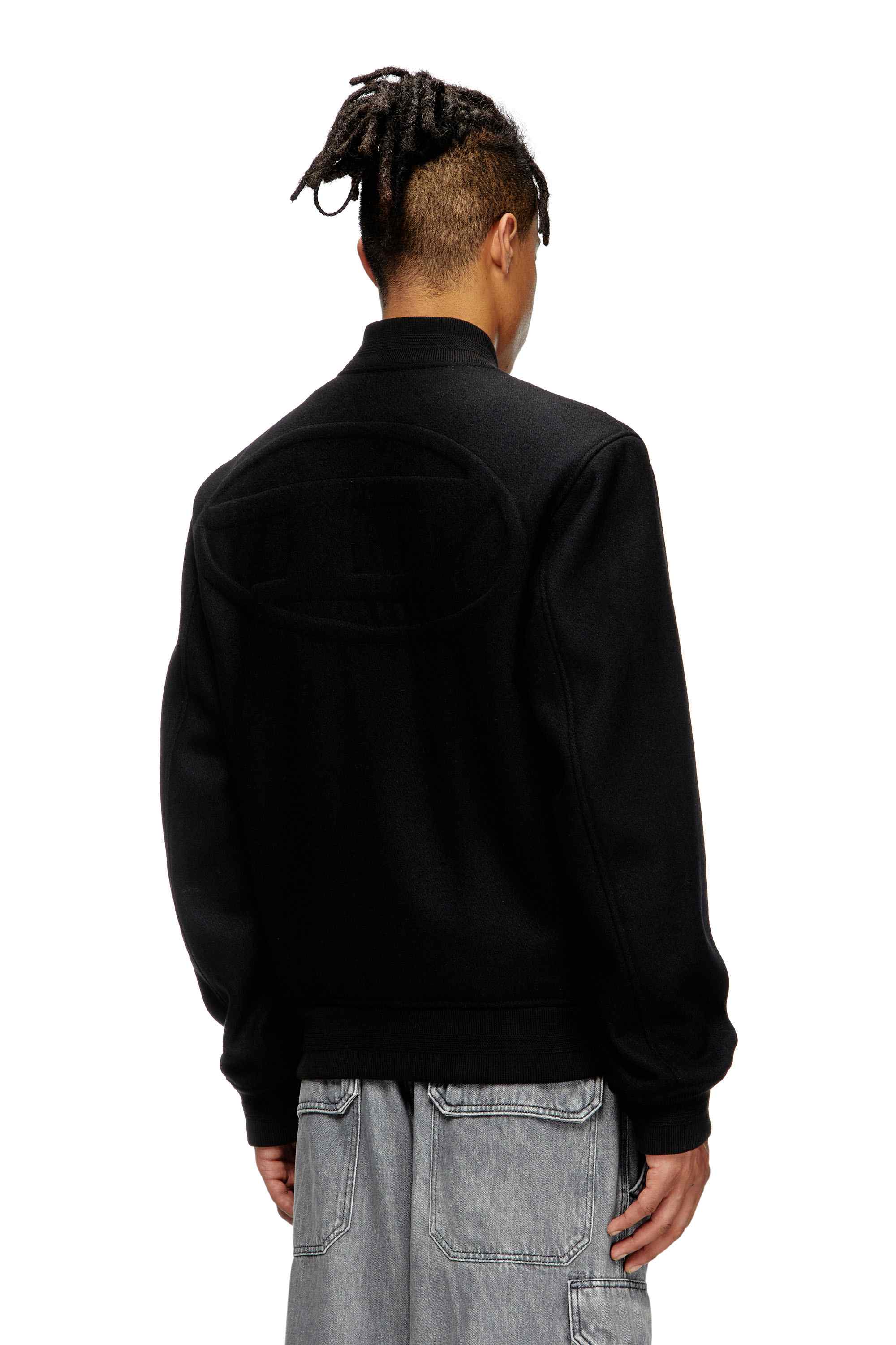 Black Padded bomber jacket in wool blend