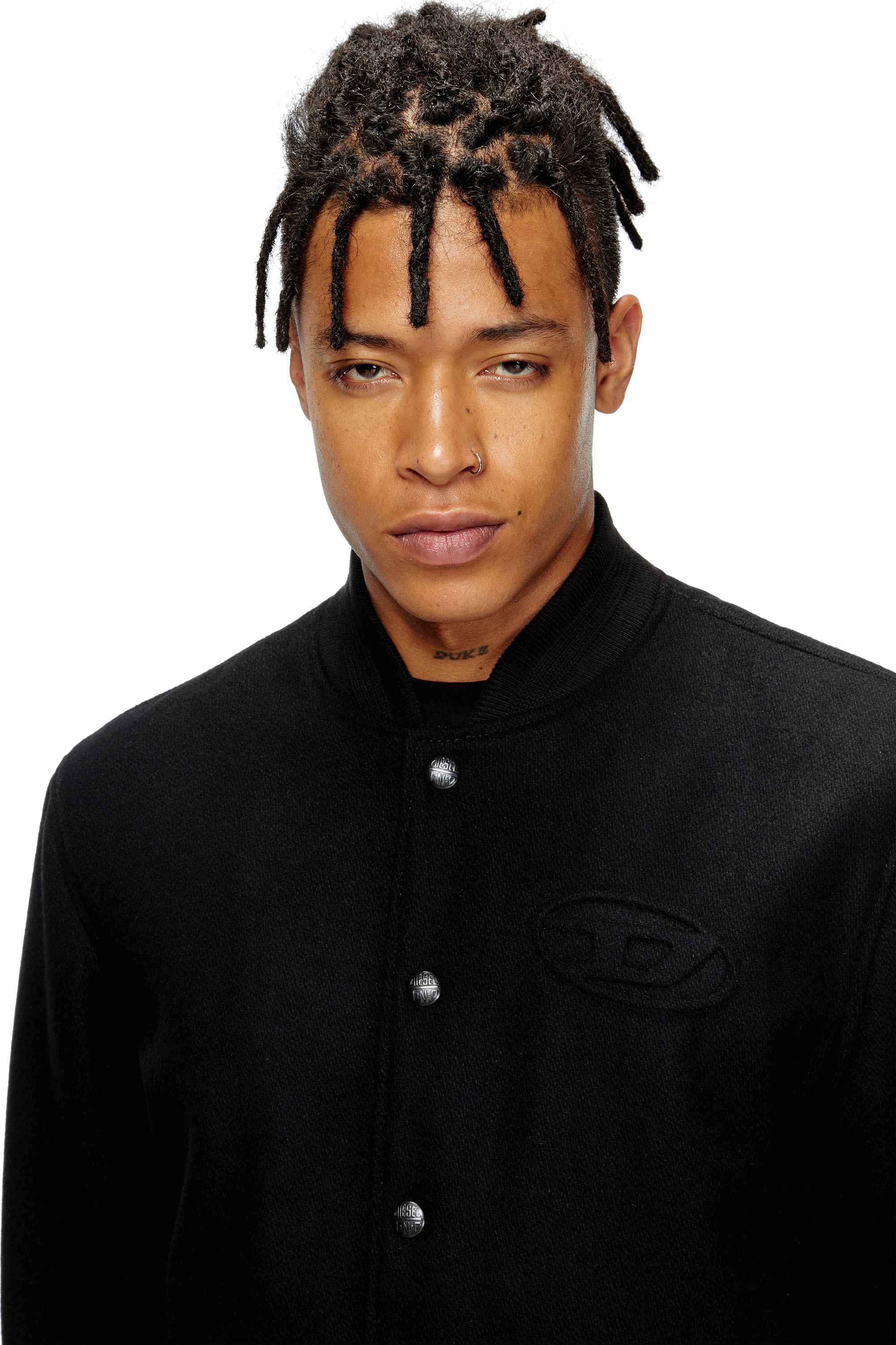 Black Padded bomber jacket in wool blend